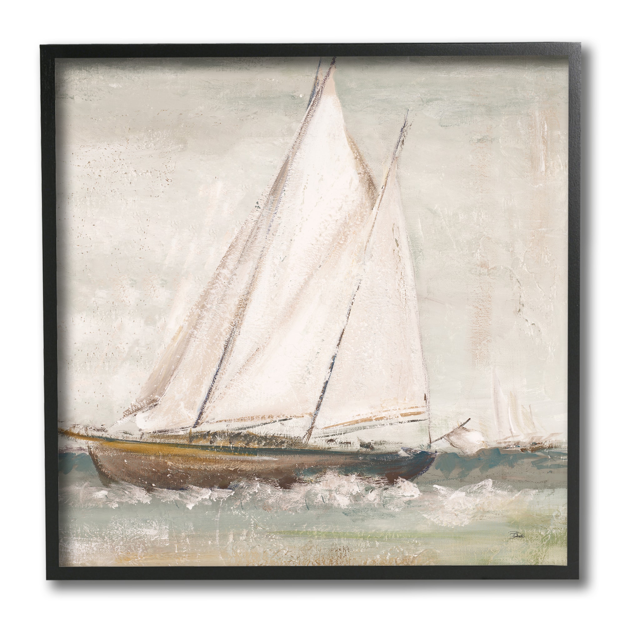 Stupell Industries Traditional Sailboat at Sea Contemporary Soft Waves,12" x 12"
