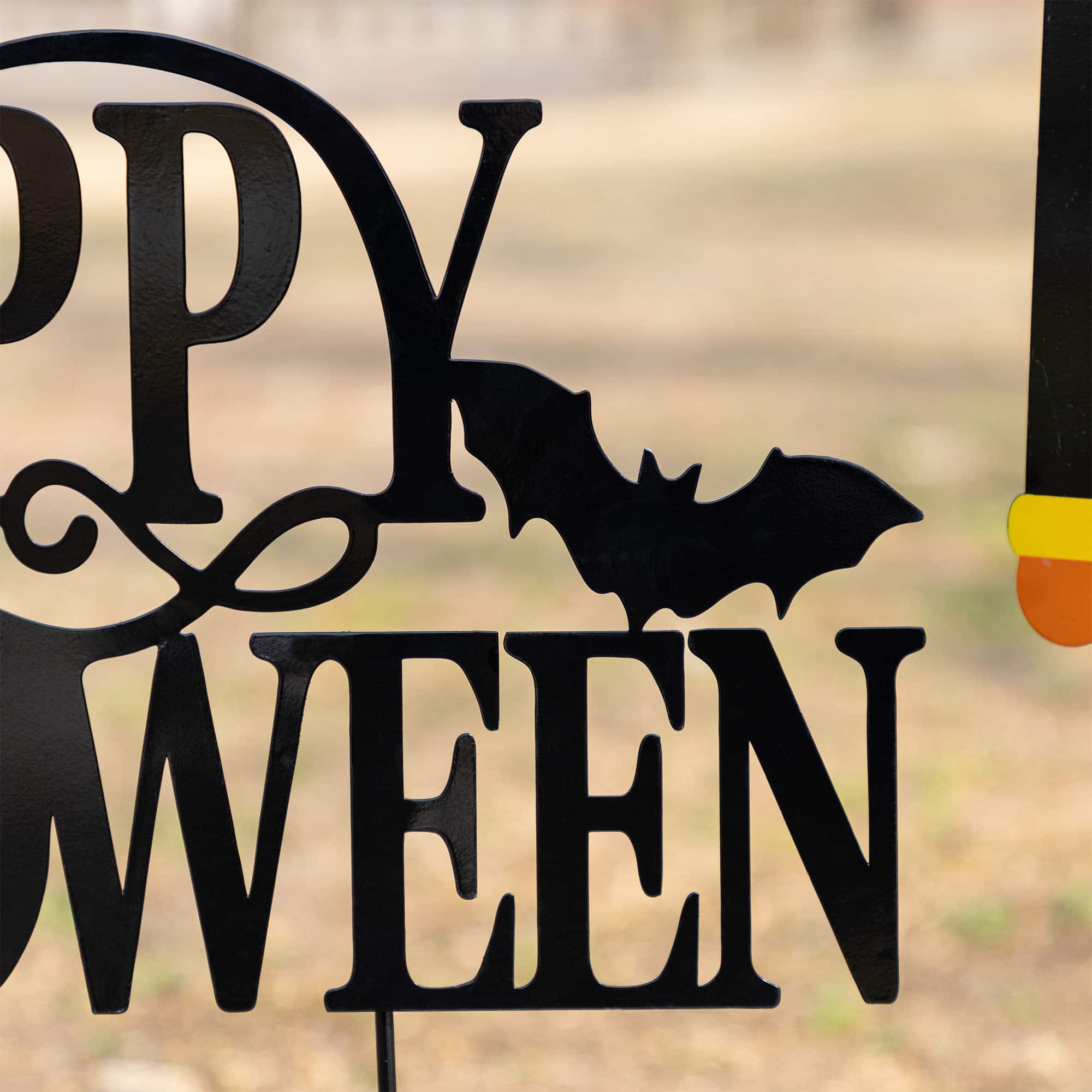 Glitzhome&#xAE; 32&#x22;H Halloween Metal Nutcracker and HAPPY HALLOWEEN Yard Stake Set