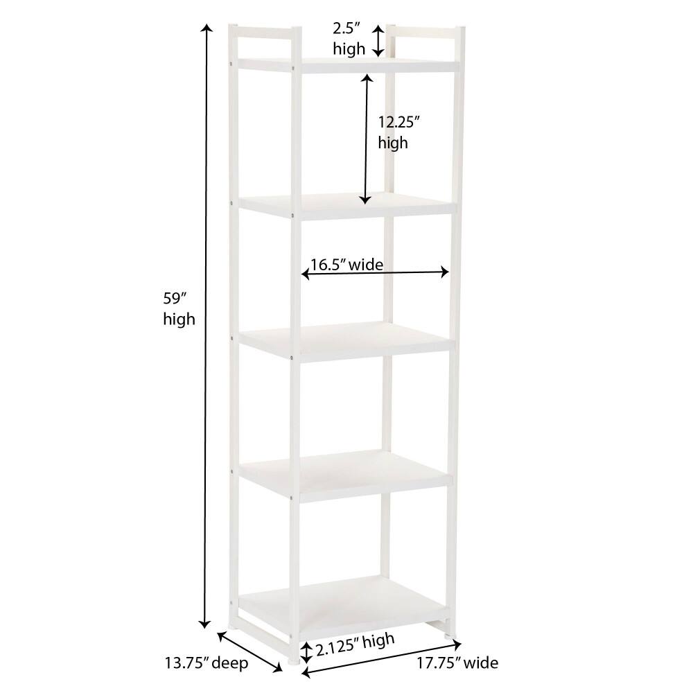 Household Essentials Jamestown 59" 5-Shelf Narrow Bookshelf