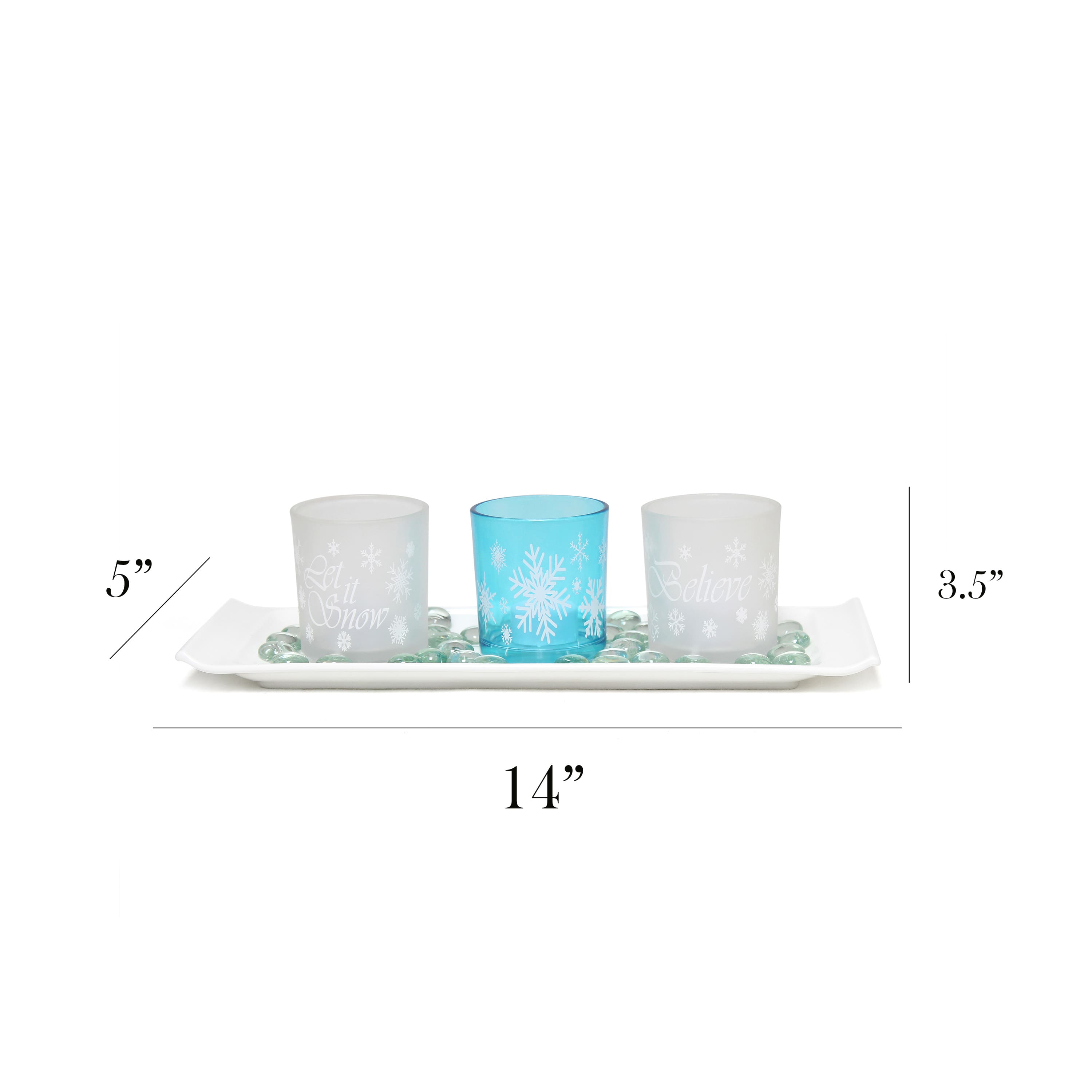 Elegant Designs&#x2122; Blue Frost Winter Wonderland Candle Holder Set