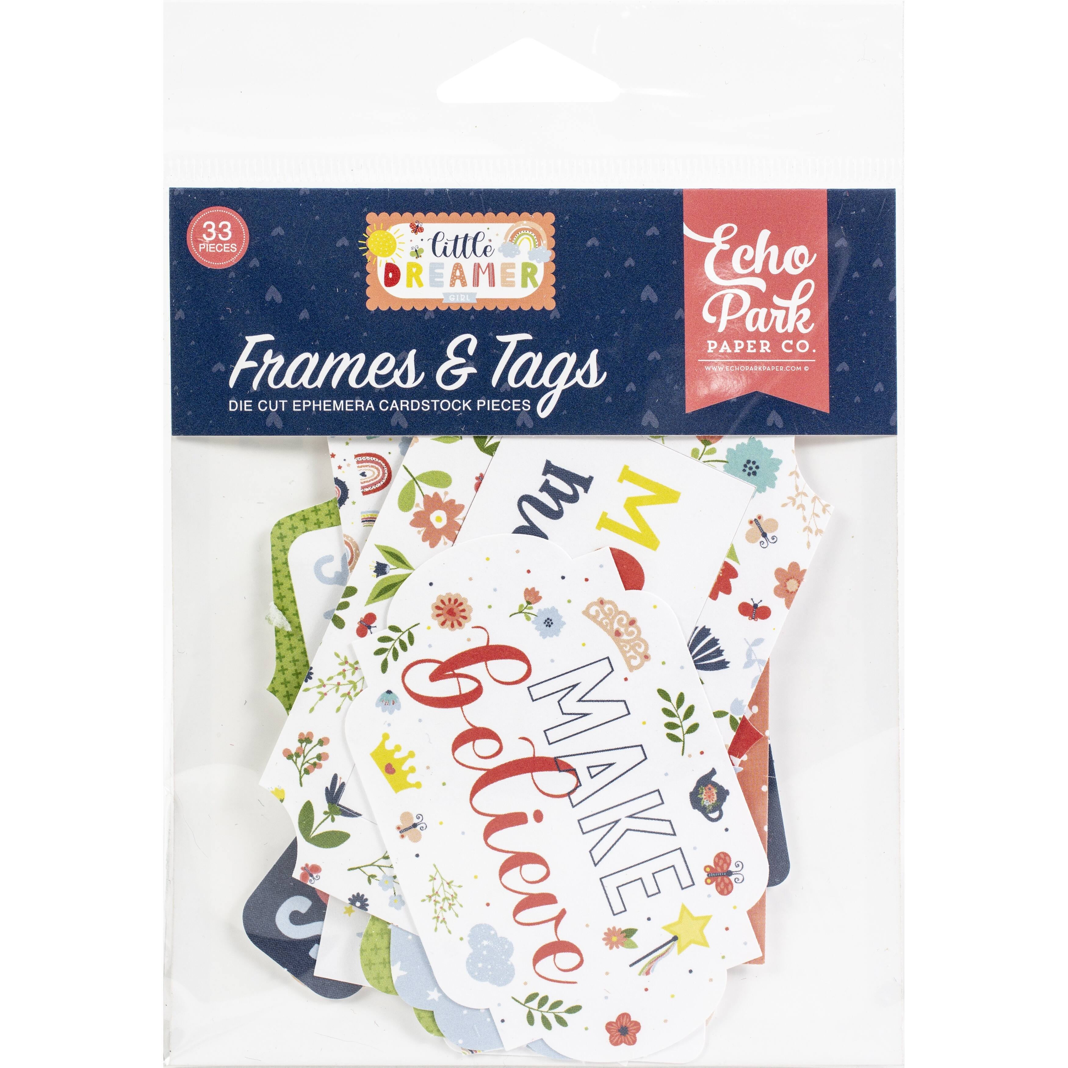 Echo Park Cardstock Ephemera 33/Pkg-Frames & Tags, Little Dreamer Girl|  Michaels