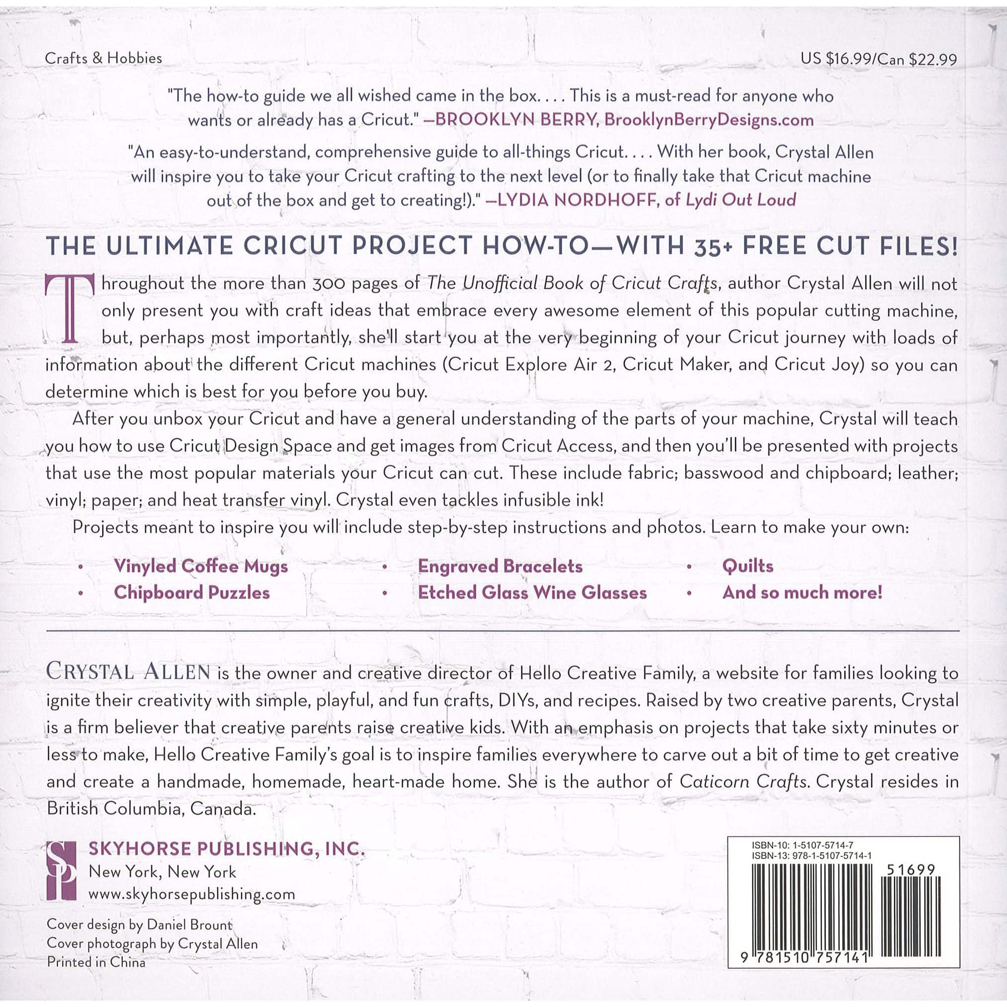 Skyhorse Pub The Unofficial Book Of Cricut Crafts Book