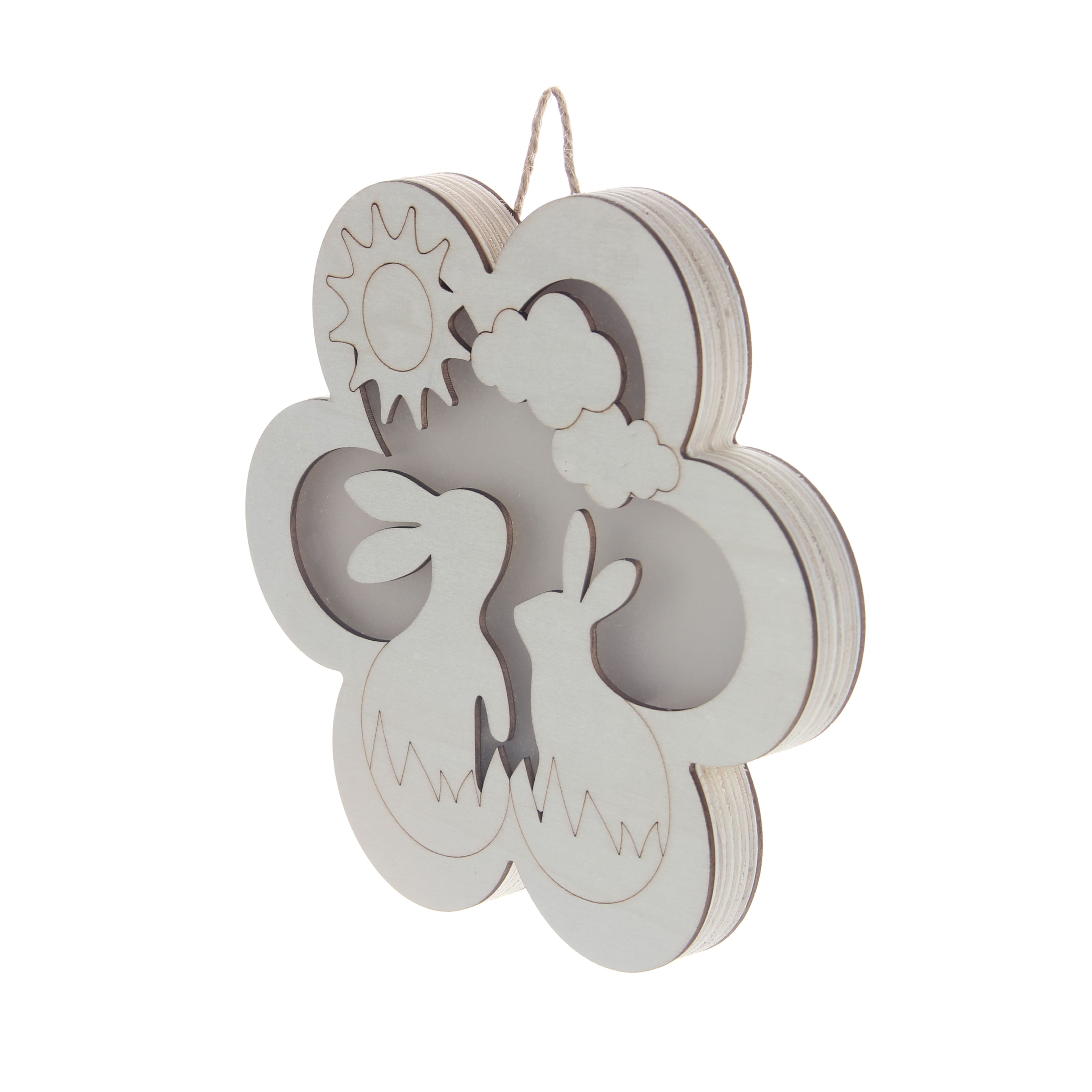 10&#x22; Bunny Flower DIY LED Plywood D&#xE9;cor by Make Market&#xAE;