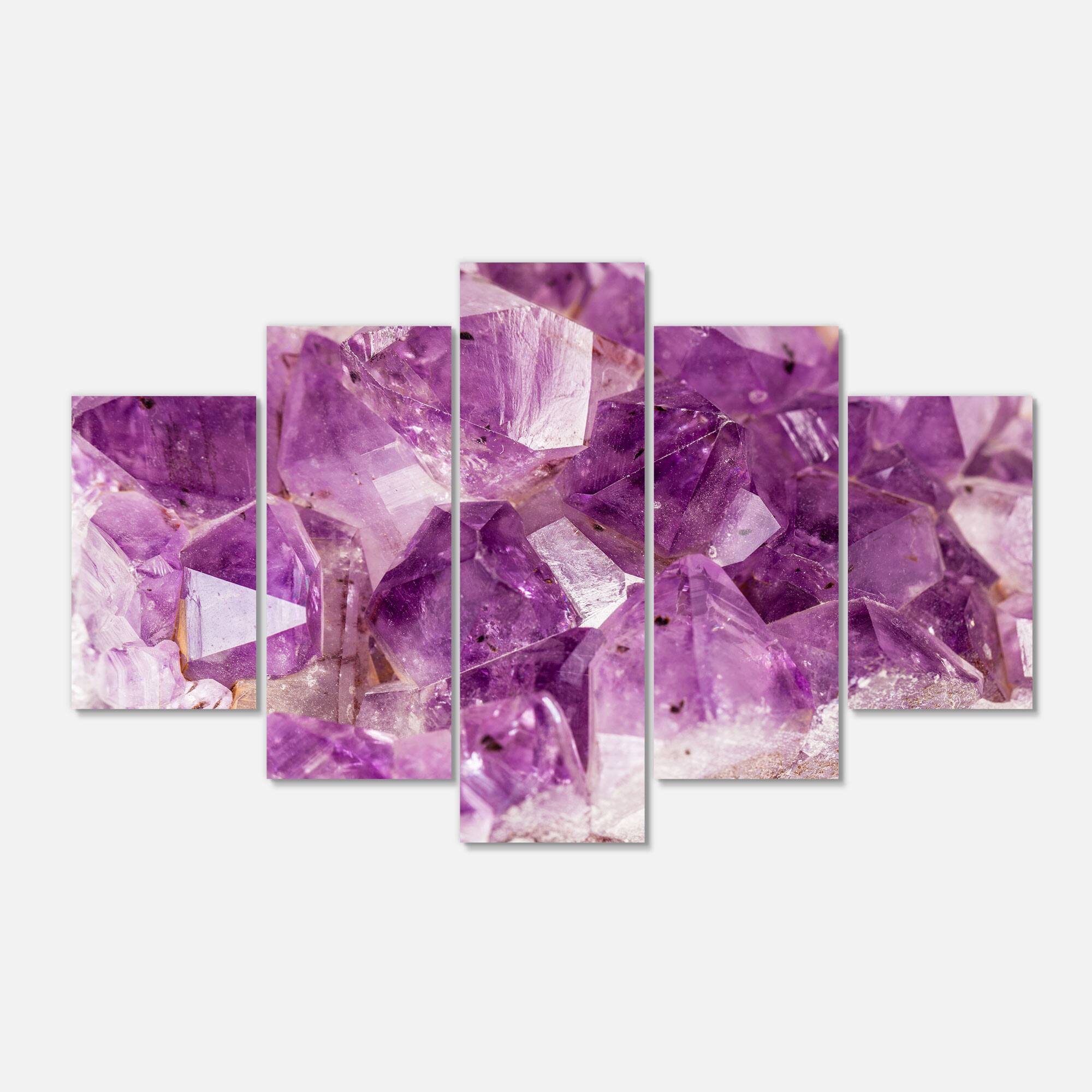 Designart - Purple Amethyst Macro - Contemporary Canvas Wall Art Print
