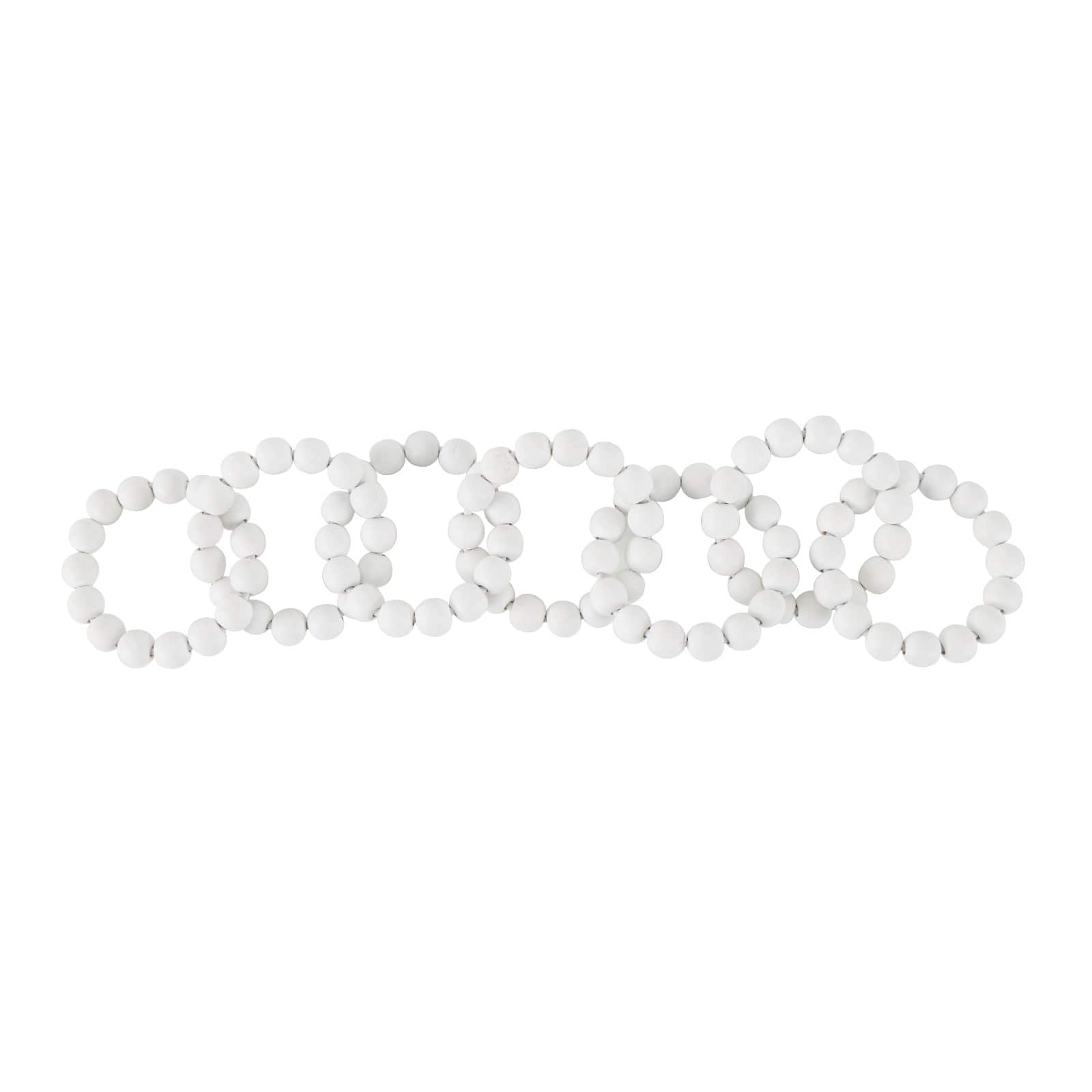 20" White Wood Chain Beaded 7 Link Sculpture