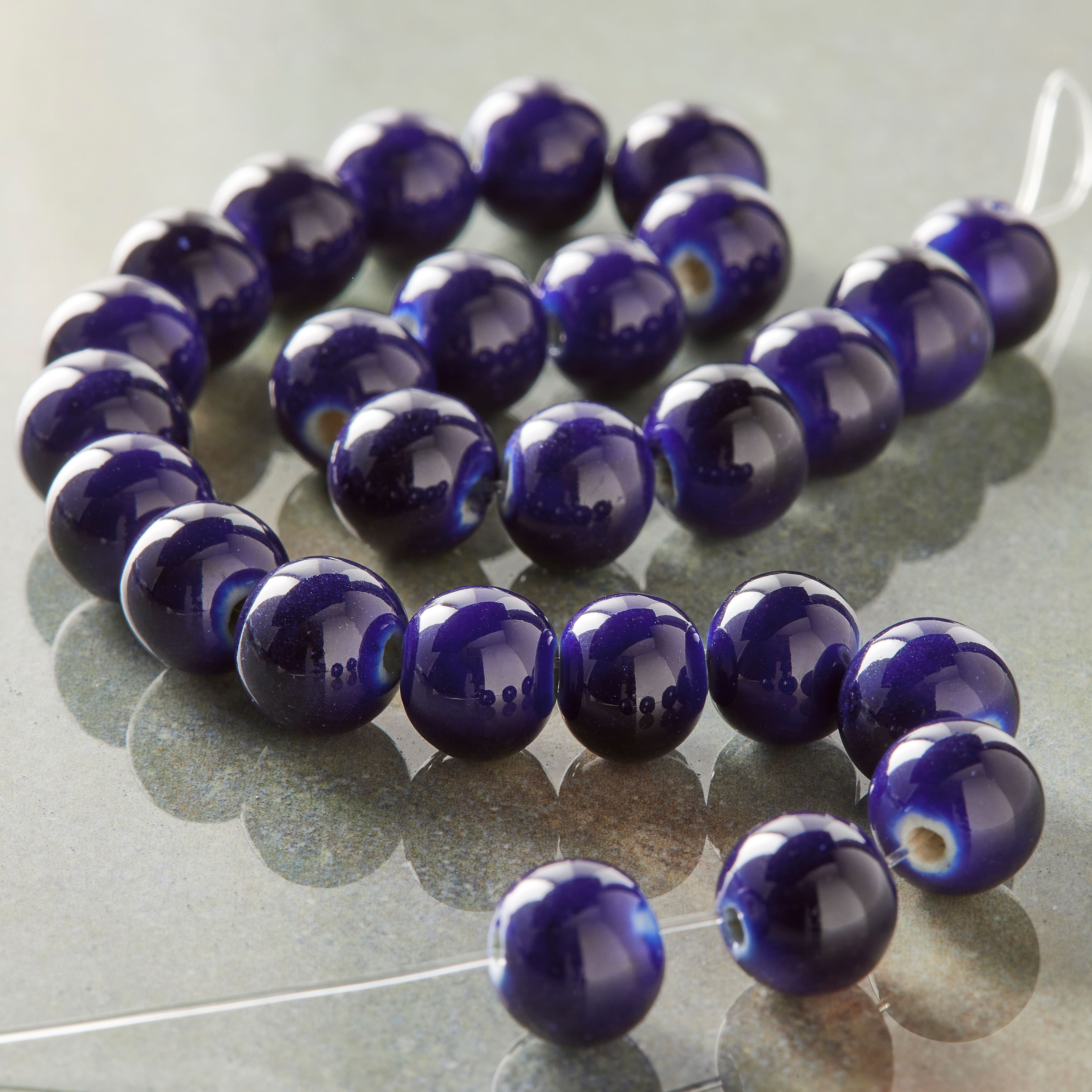Sapphire Ceramic Round Beads, 8mm by Bead Landing&#x2122;