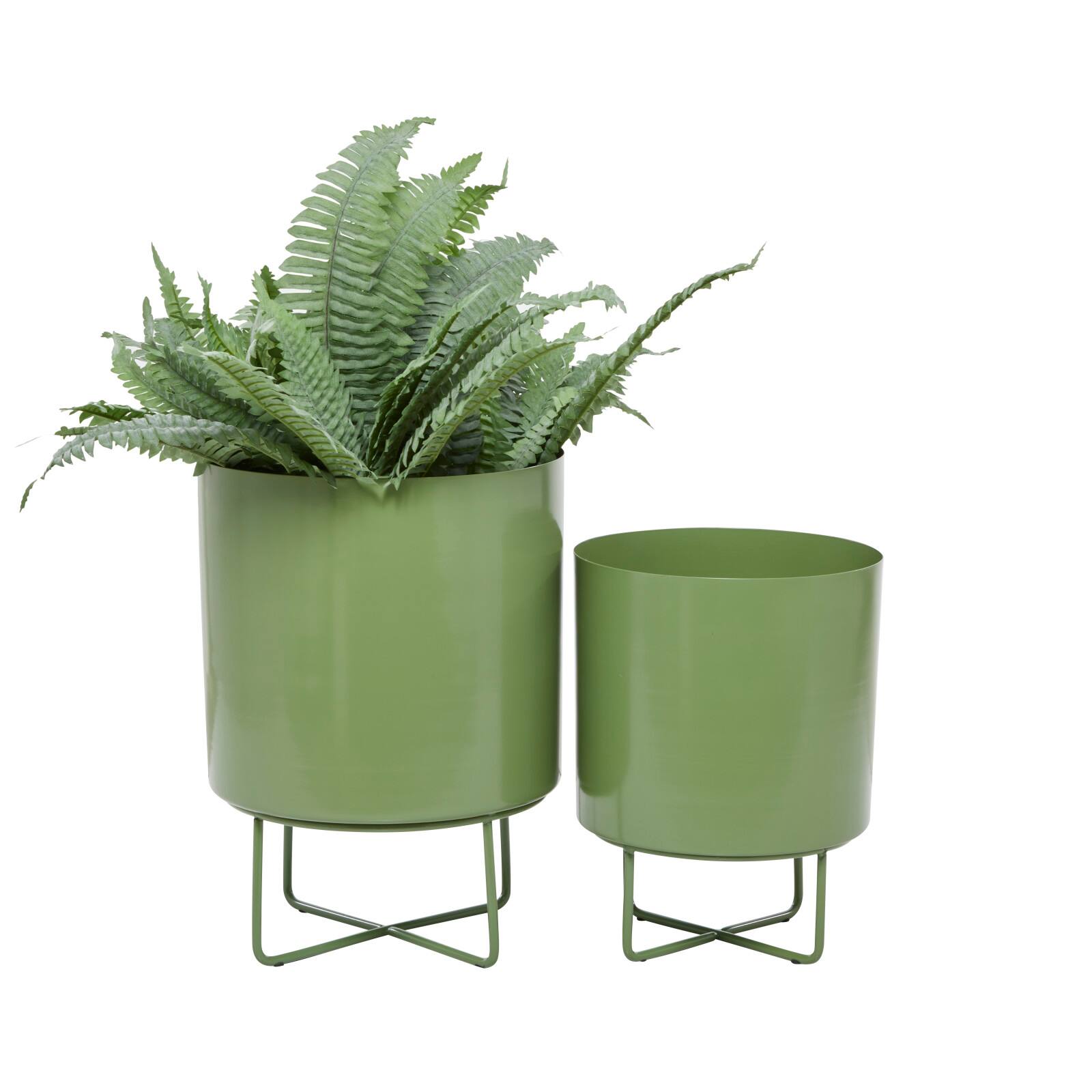 Green Modern Planter, Set of 2&#x22; 16&#x22;, 13&#x22;