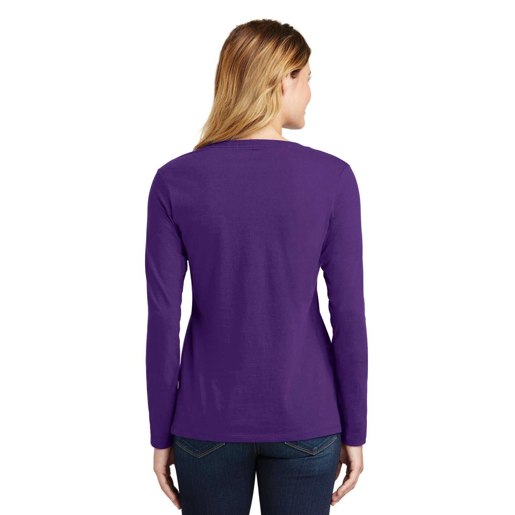 Port &#x26; Company&#xAE; Fan Favorite&#x2122; Colors Long Sleeve Ladies V-Neck T-Shirt