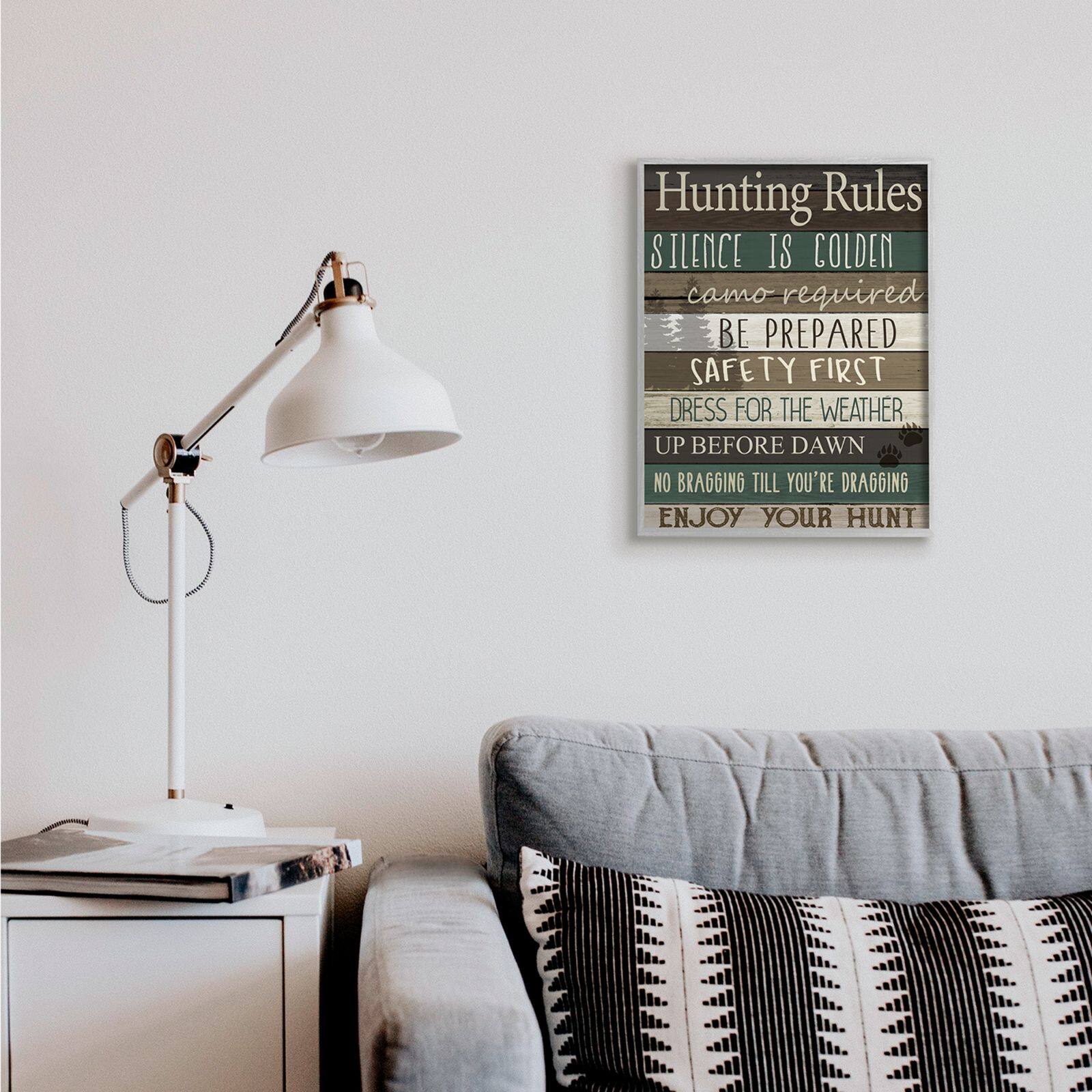 Stupell Industries Cabin Hunting Rules Rustic Charm Brown Green Framed Wall Art