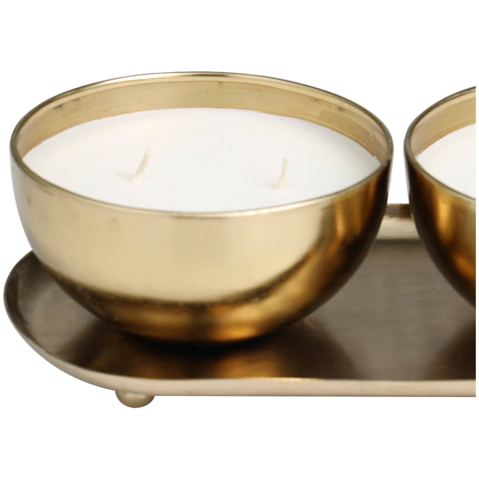 English Garden Scented 2-Wick Candles in Gold Bowls Set