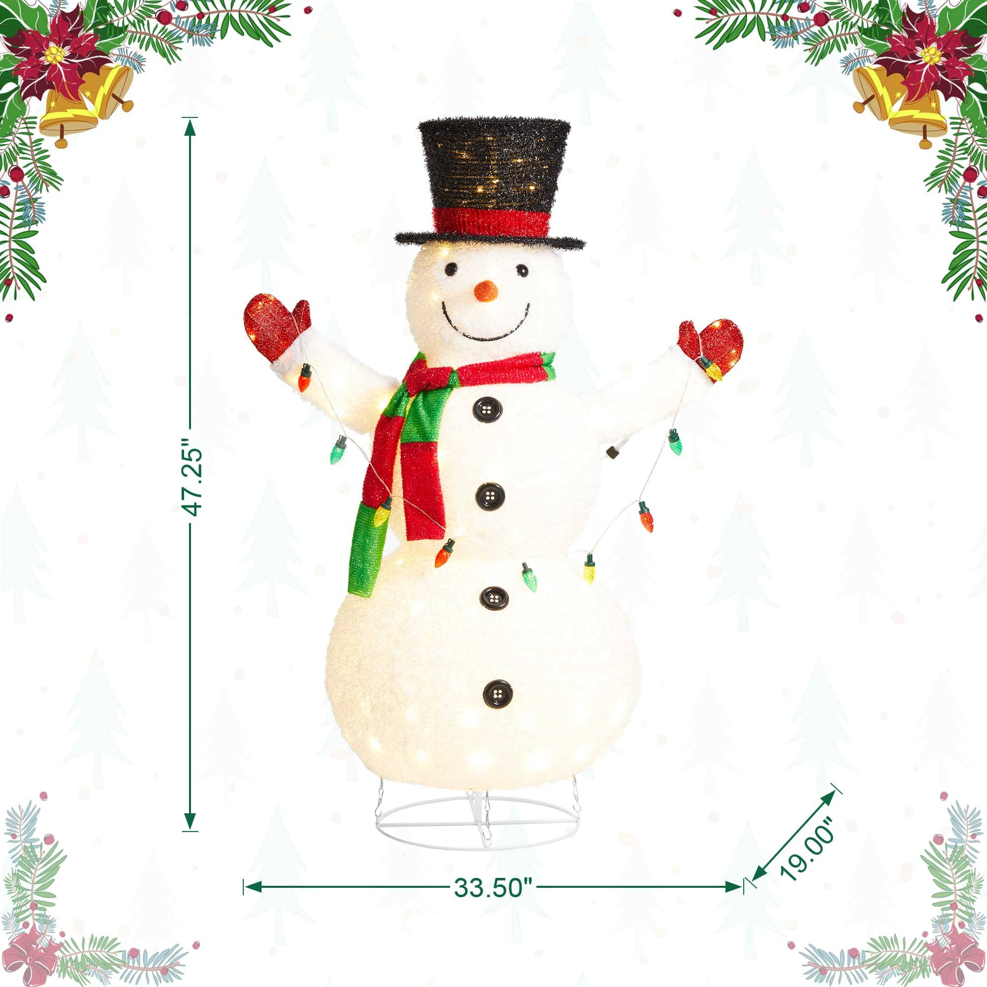 Glitzhome&#xAE; 4ft. Lighted Christmas 3D Foldable Fabric Snowman Outdoor D&#xE9;cor