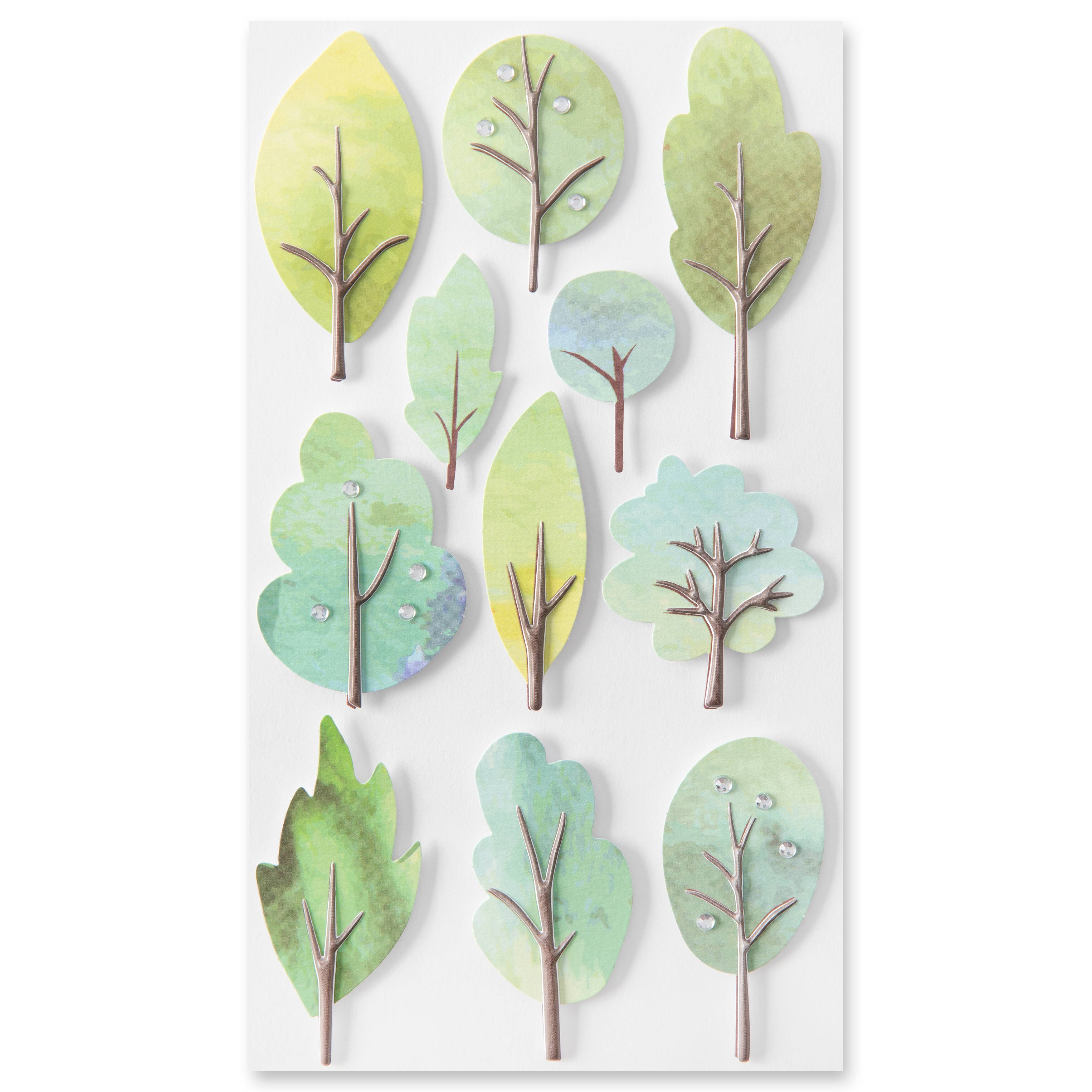 12 Pack: Watercolor Tree Stickers by Recollections&#x2122;