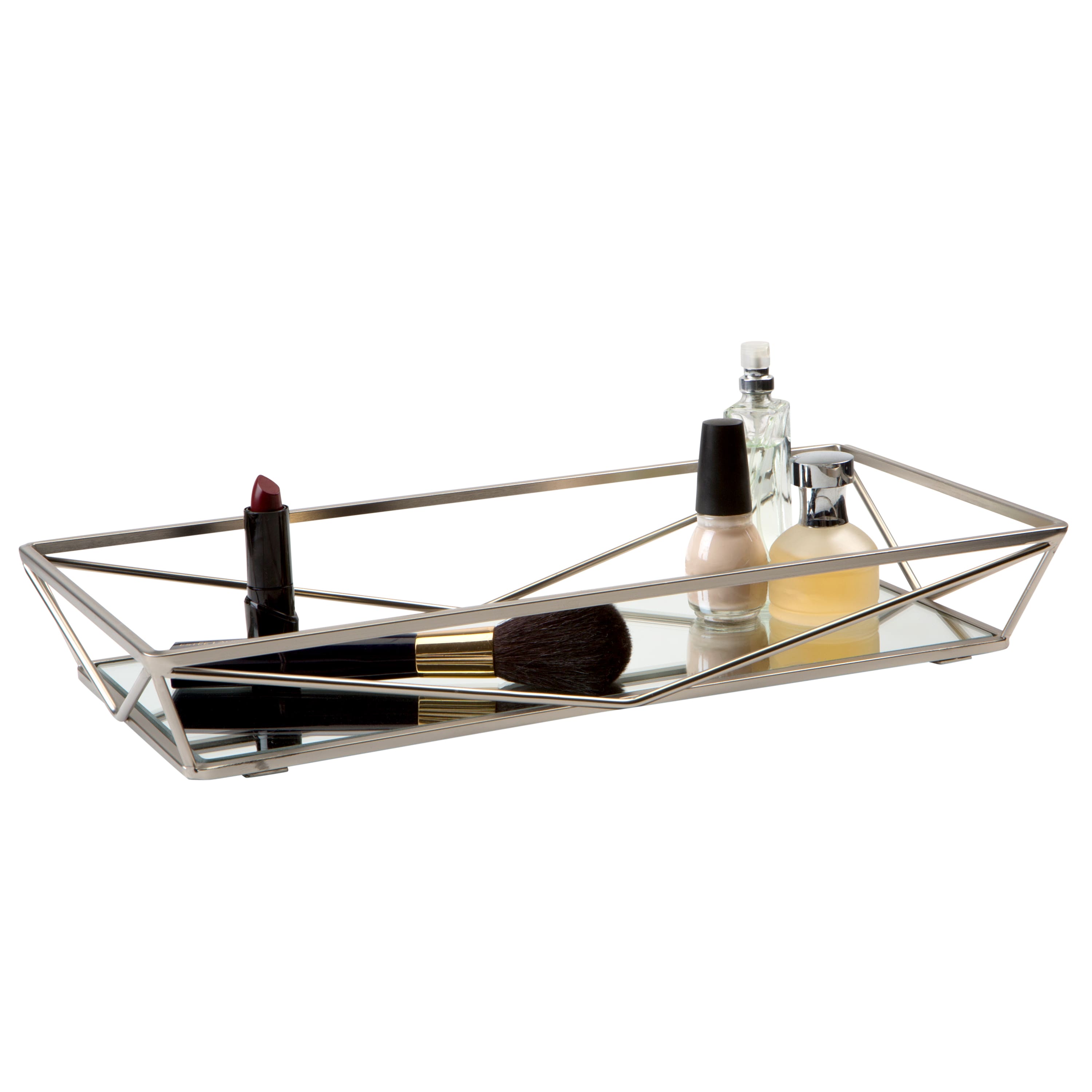 Home Details Satin Geometric Mirrored Vanity Tray