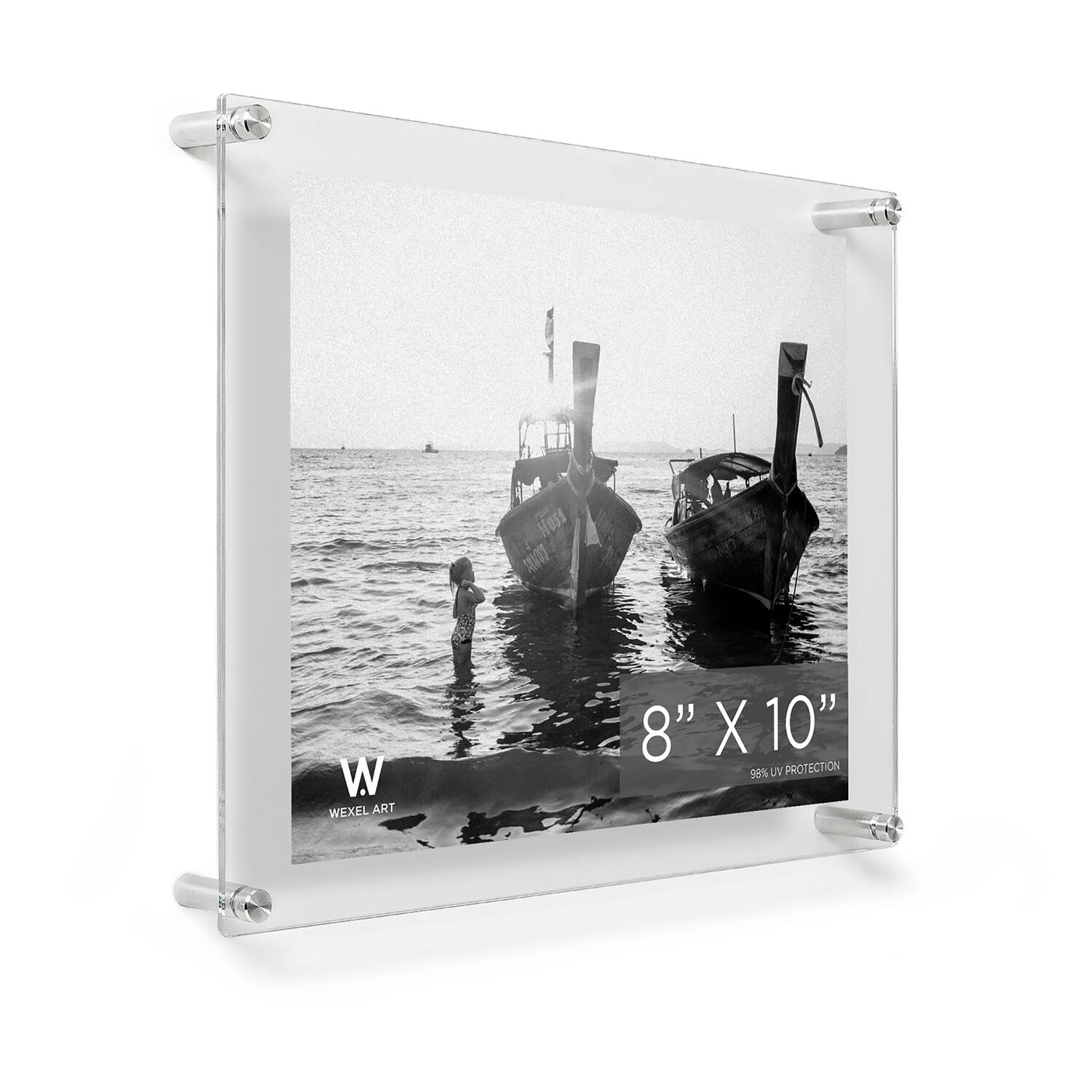 Wexel Art Double Panel Clear Acrylic Floating Wall Frame with Silver Hardware
