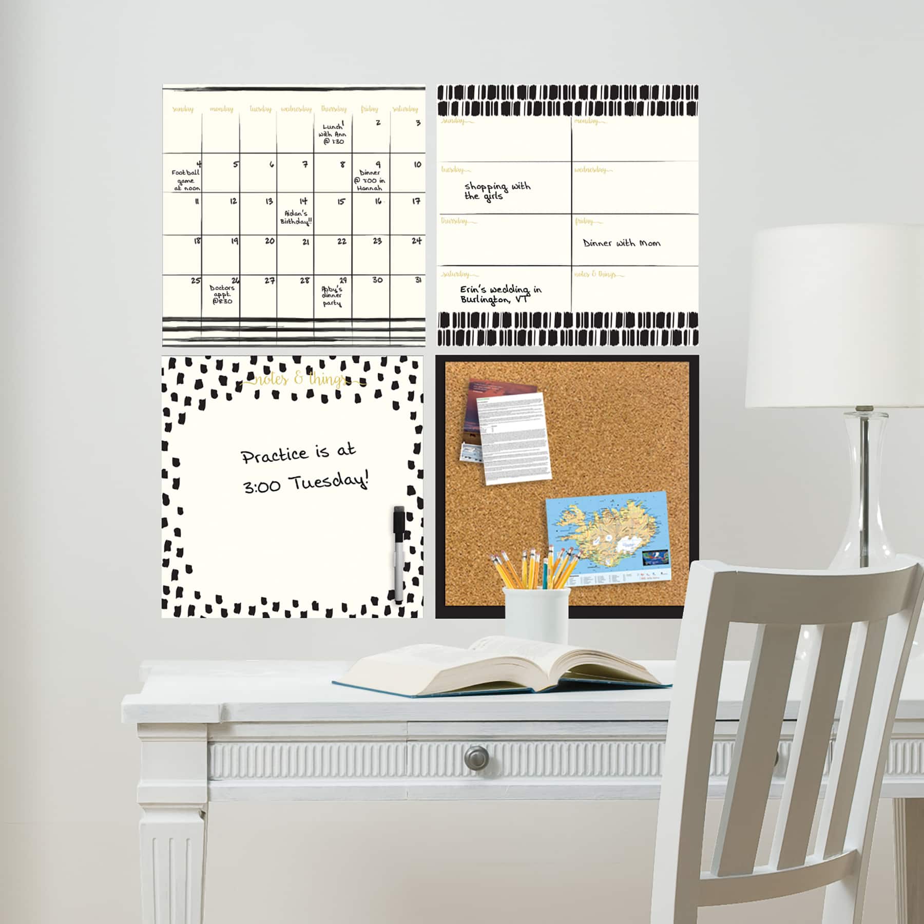 WallPops Luxe Dry Erase Calendar &#x26; Corkboard Set