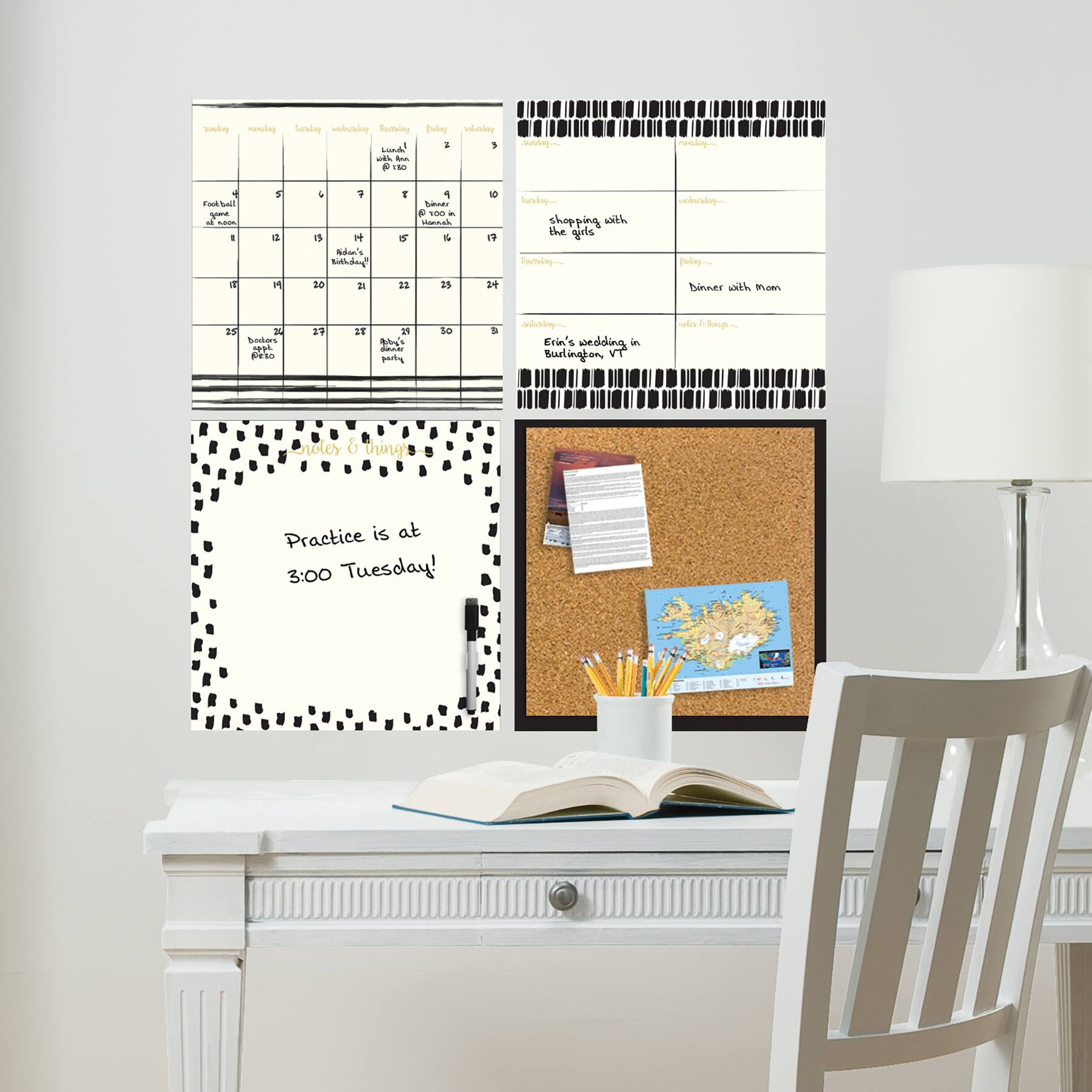 WallPops Luxe Dry Erase Calendar & Corkboard Set