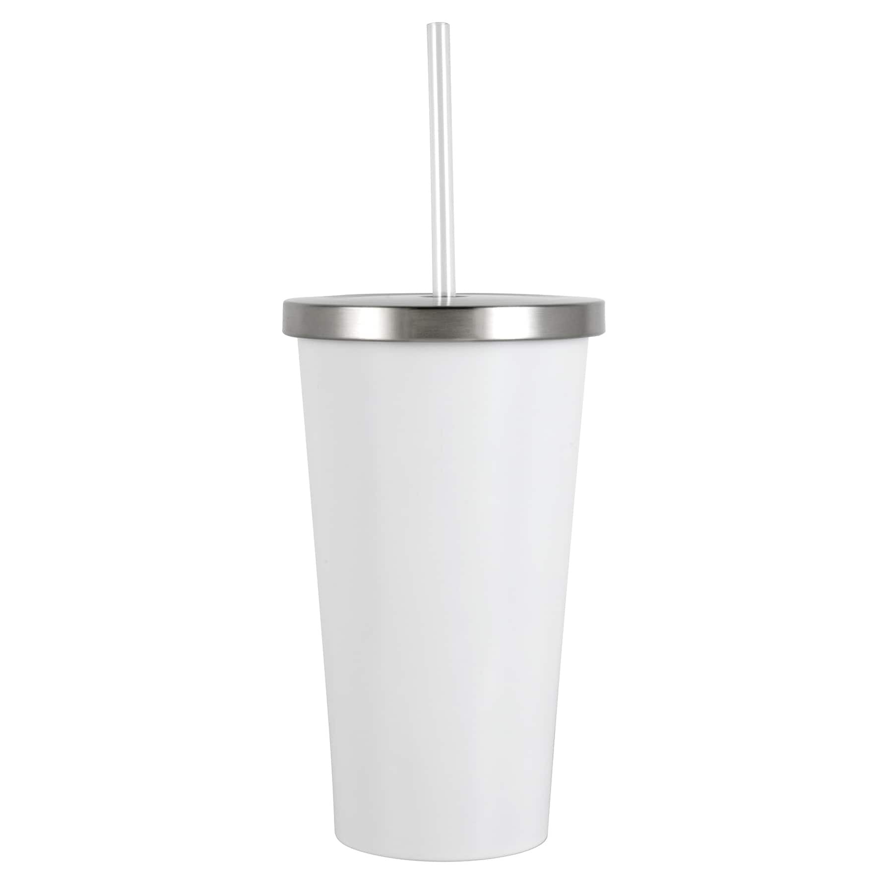 19oz. White Stainless Steel Tumbler with Straw by ArtMinds™ | Michaels