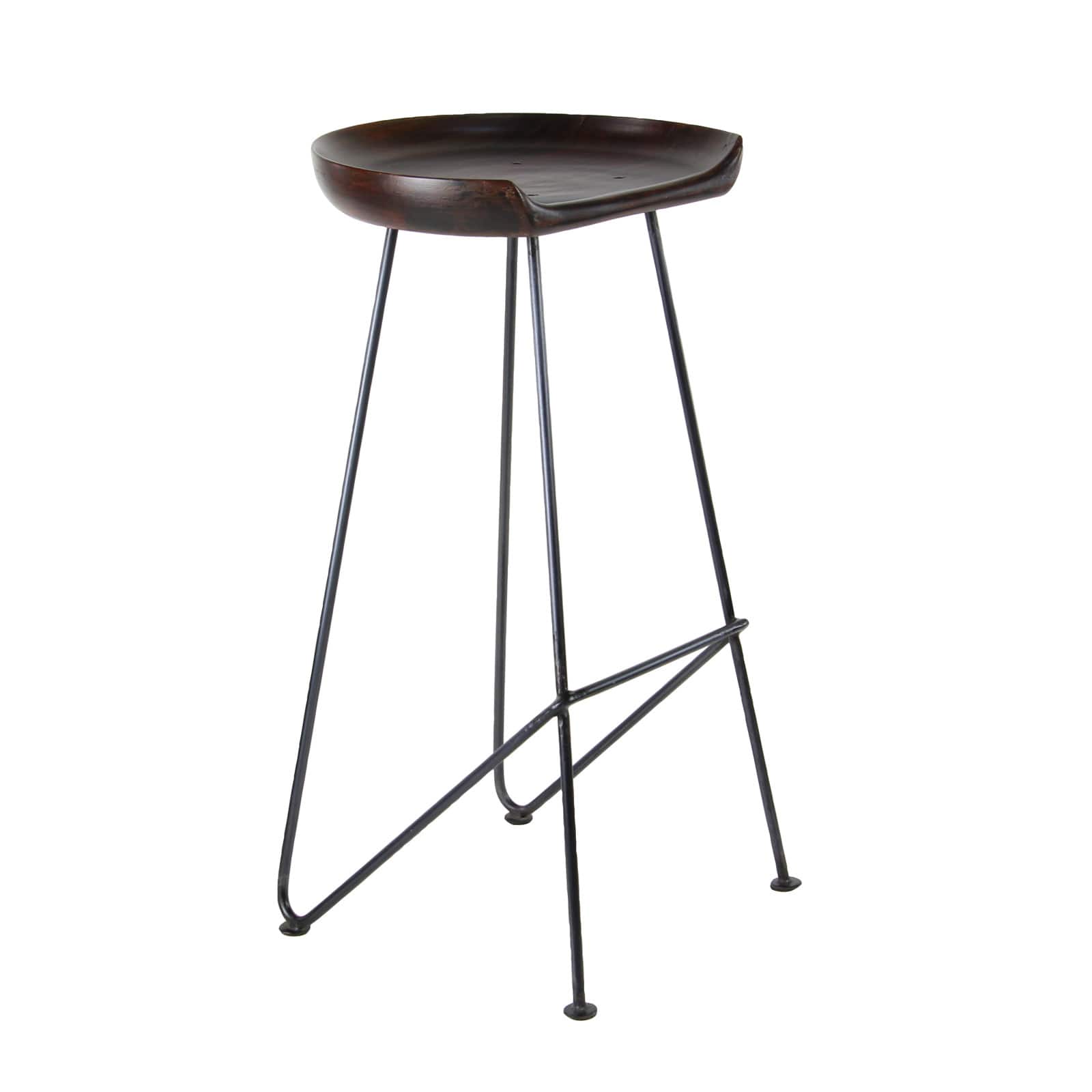 Brown Iron &#x26; Wood Rustic Stool
