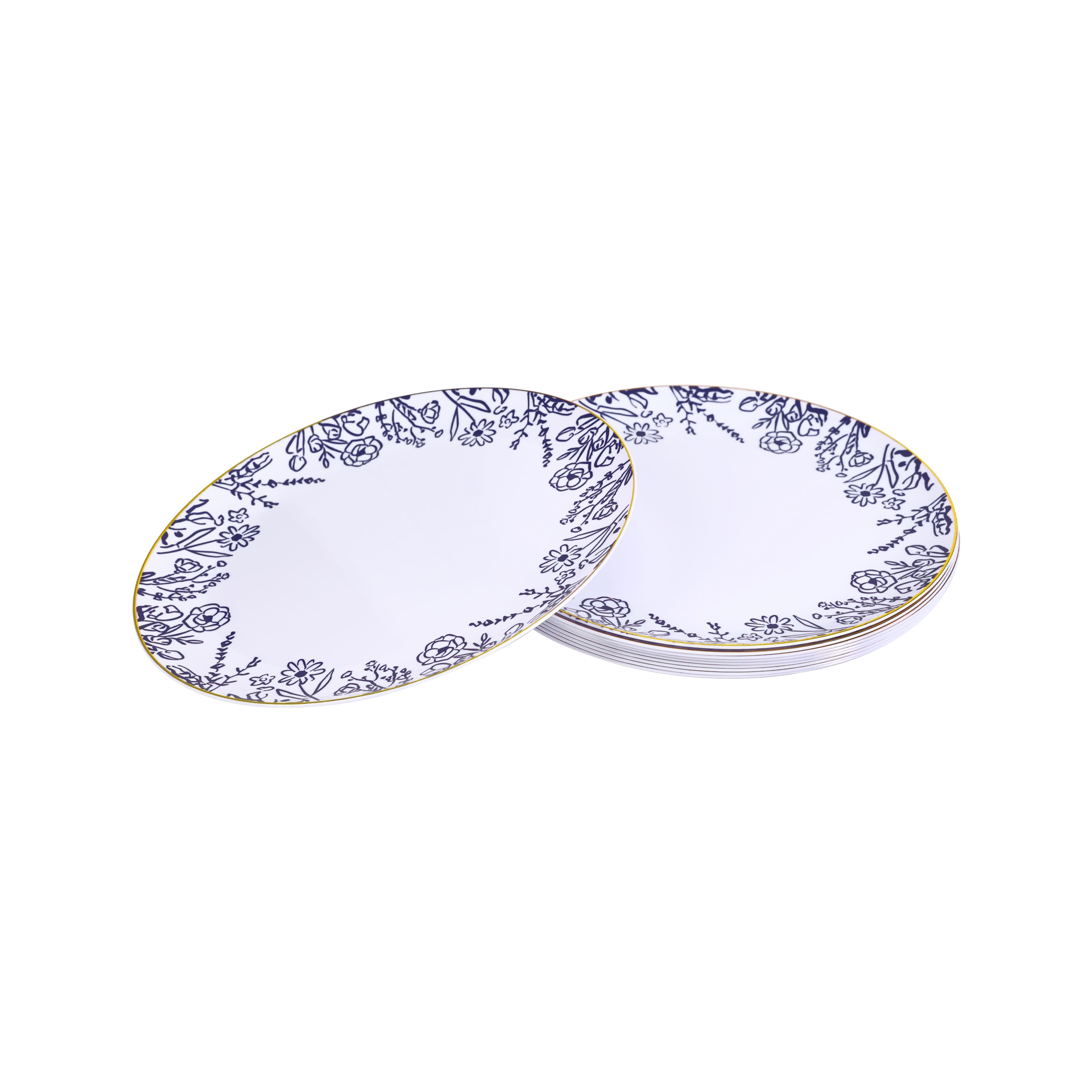 Next Chapter 7.5" Blue & White Floral Plastic Snack Plates, 10ct. by Celebrate It™