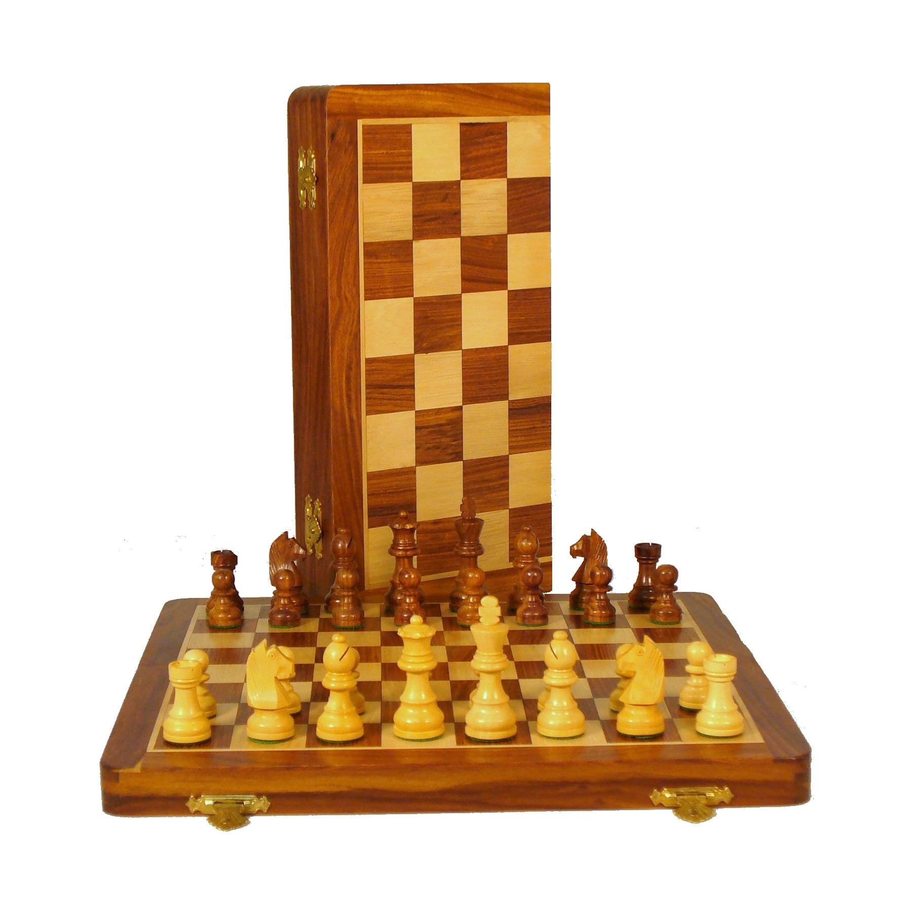 14&#x22; Sheesham &#x26; Maple Folding Chess Set