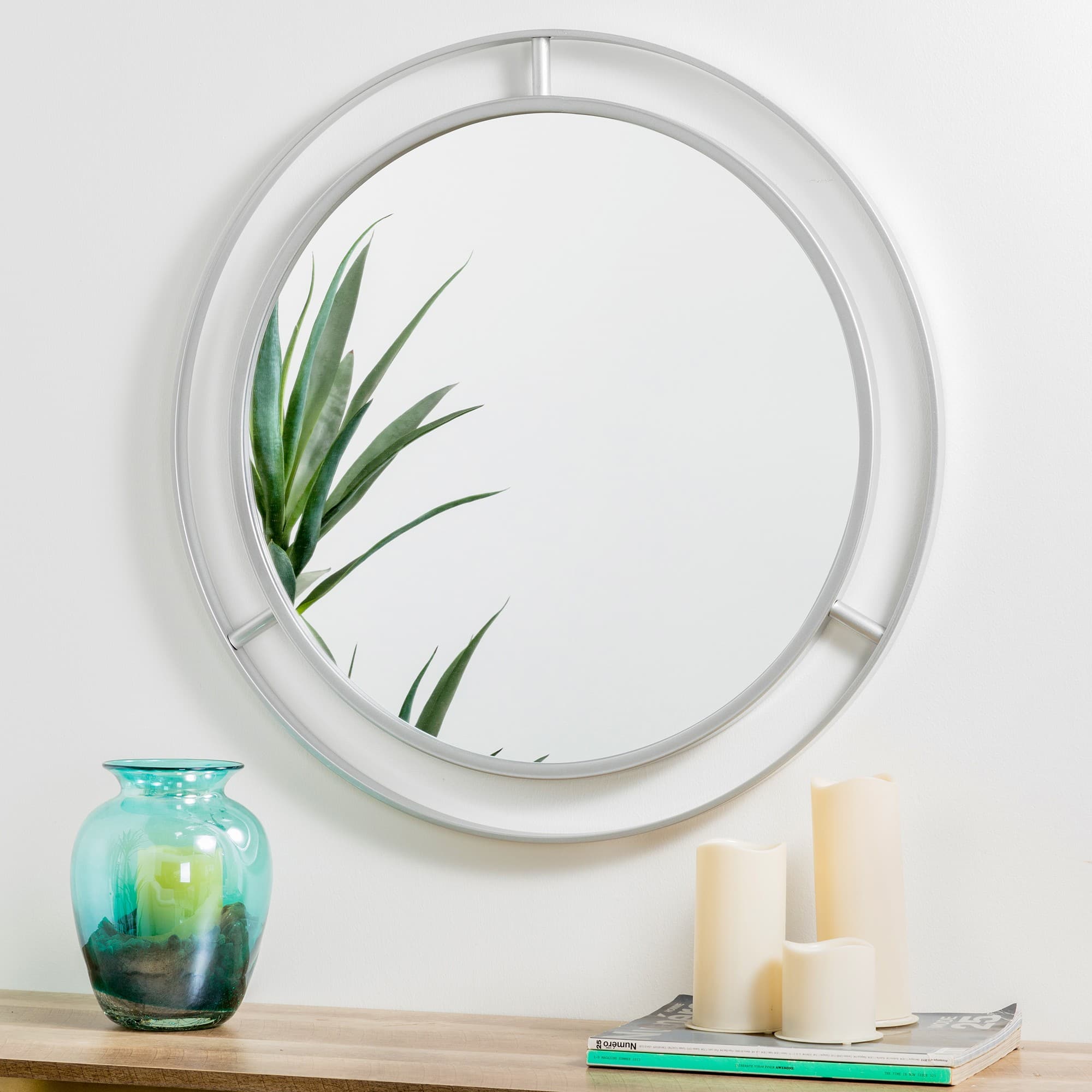 Glitzhome® 28" Glam Silver Round Wall Mirror Michaels