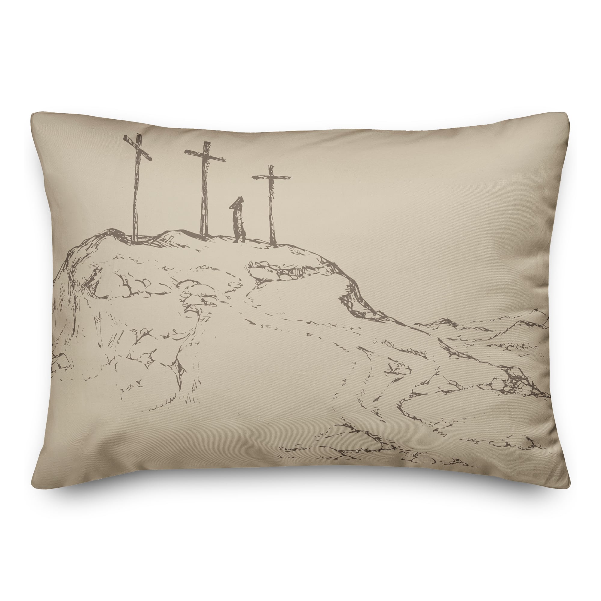 Crosses On Hill Pillow 14" x 20" Throw Pillow