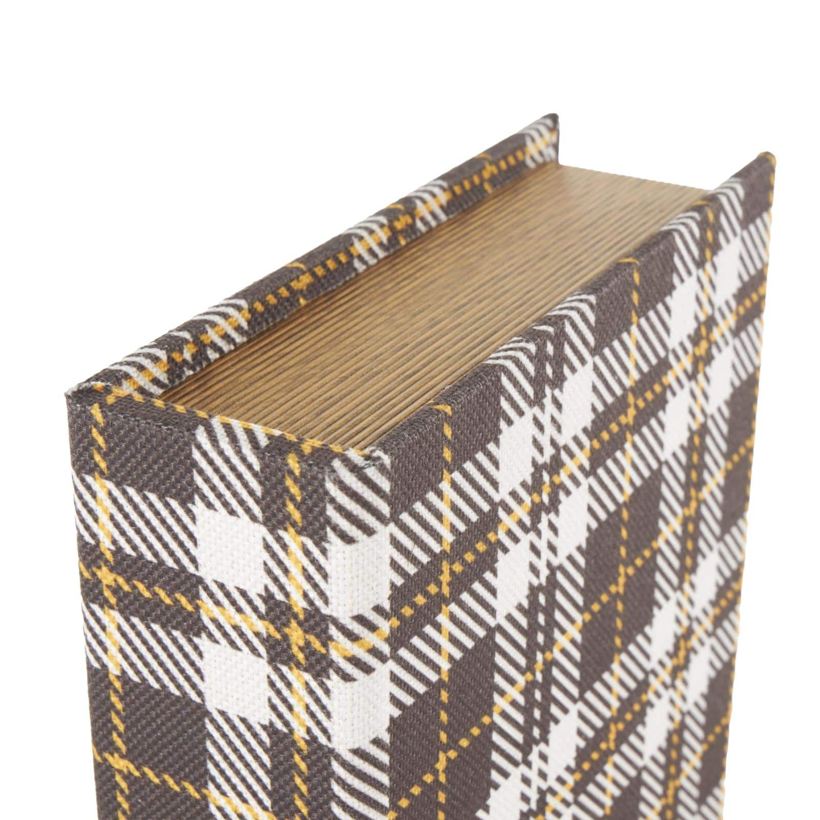 Multicolor Geometric Faux Book Storage Decorative Box with Plaid Inspired Pattern Set