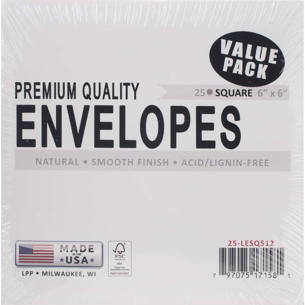 Leader Paper Products 6&#x22; x 6&#x22; Natural Envelopes, 25ct.