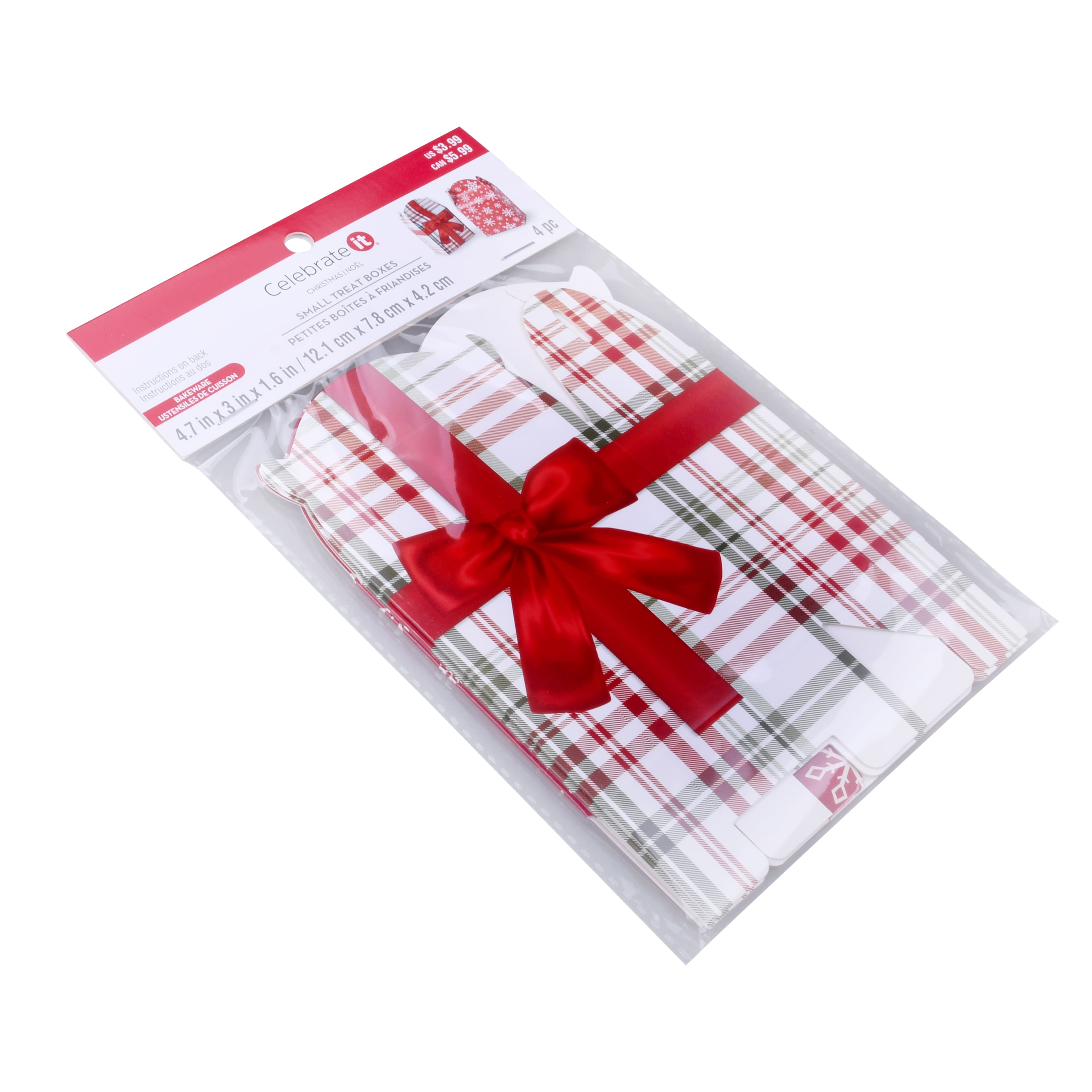 5&#x22; Snowflake &#x26; Plaid Treat Boxes by Celebrate It&#xAE;