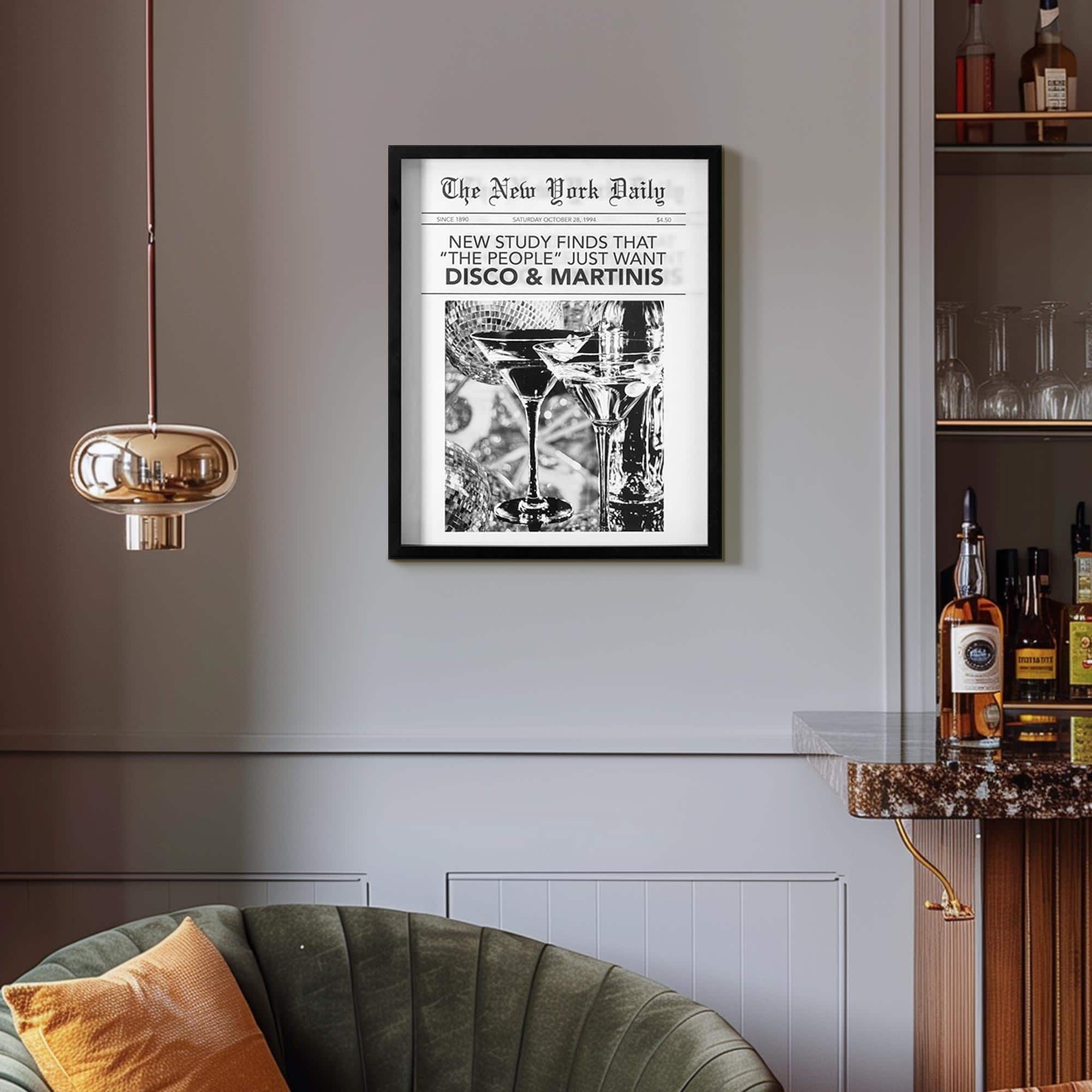American Art Decor New York Daily Printed Glass Framed Wall Decor