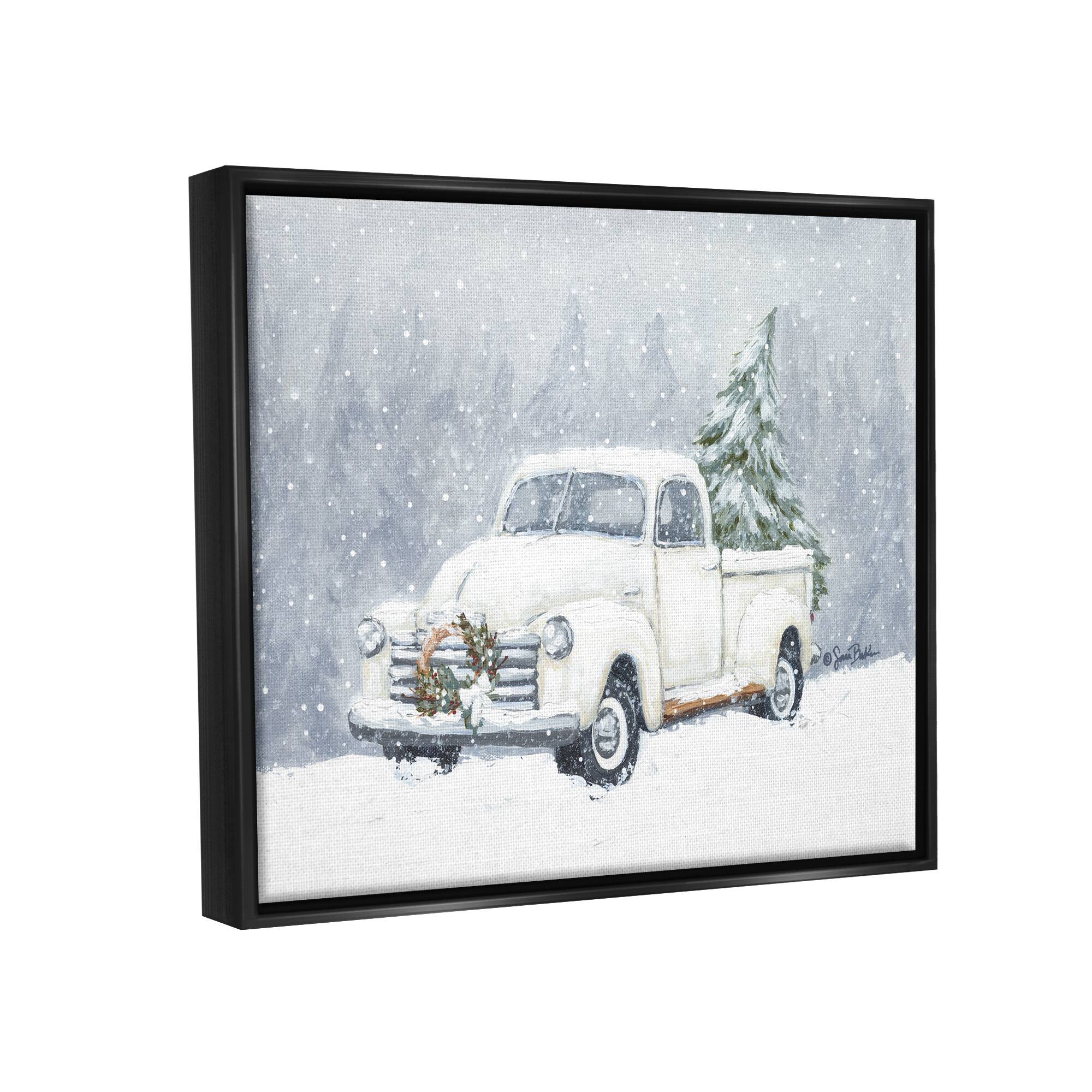 Stupell Industries Seasonal Niveous Snow Truck Scene Framed Floater Canvas Wall Art