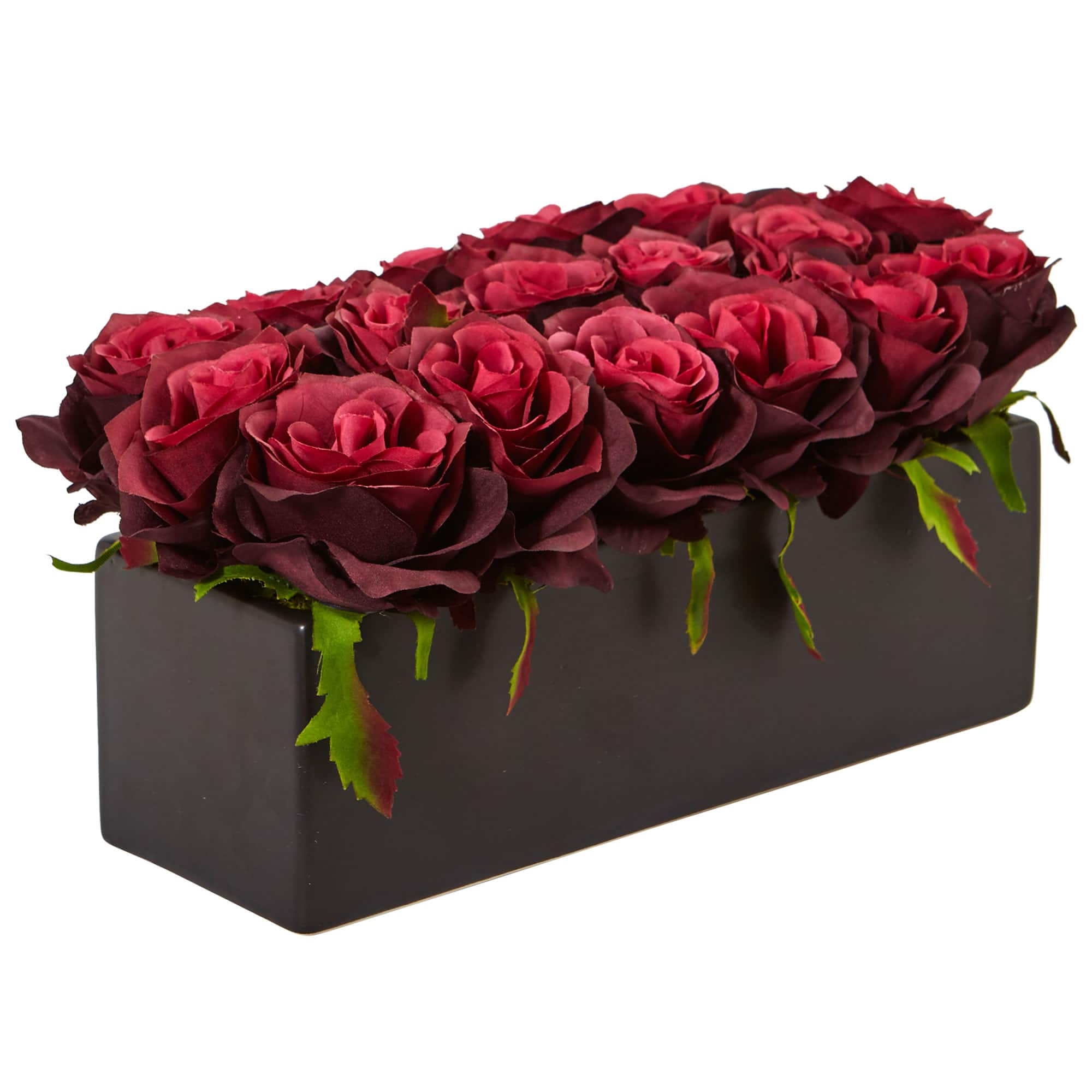 6&#x22; Burgundy Rose Arrangement in Ceramic Planter