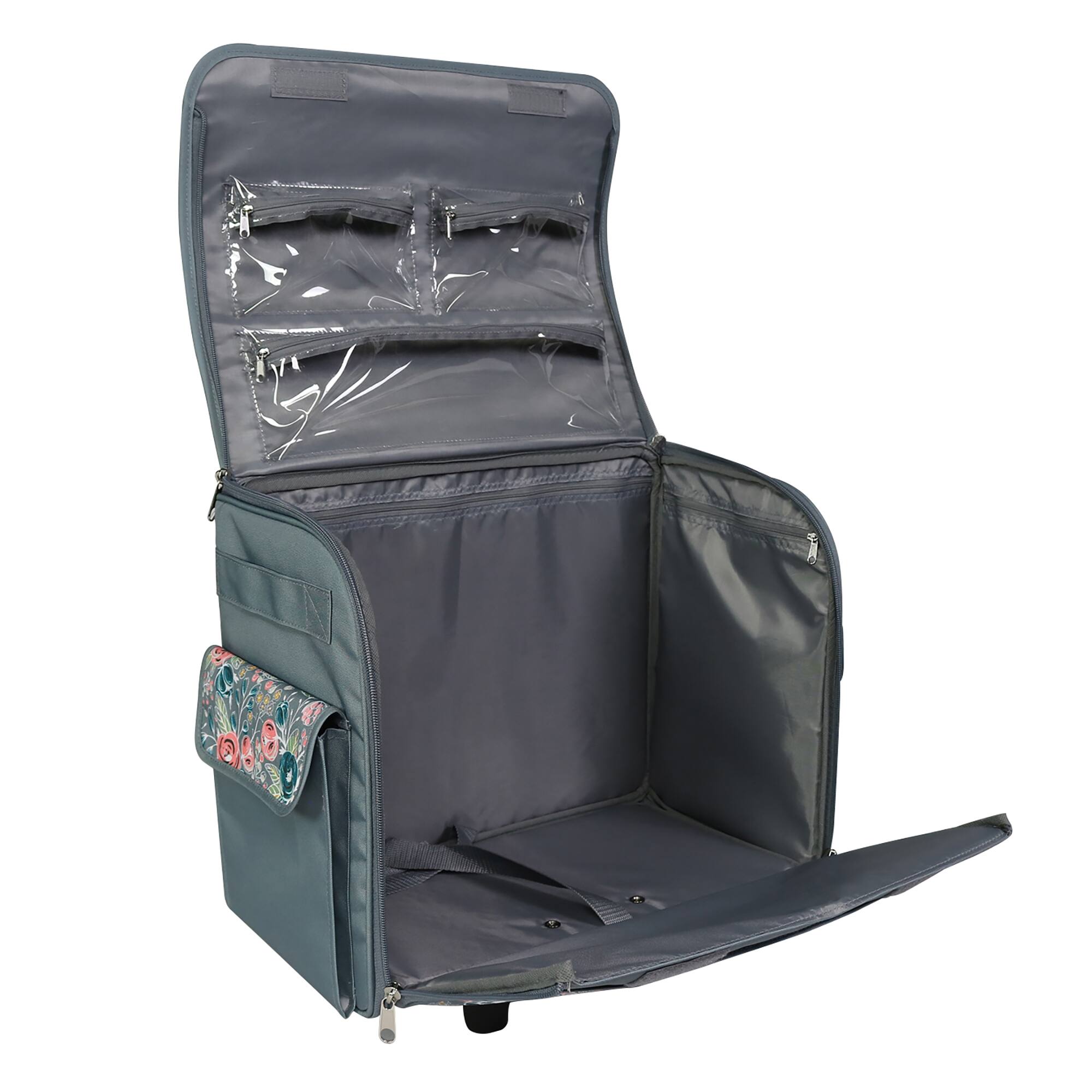 Everything Mary Green Floral Rolling Sewing Machine Tote