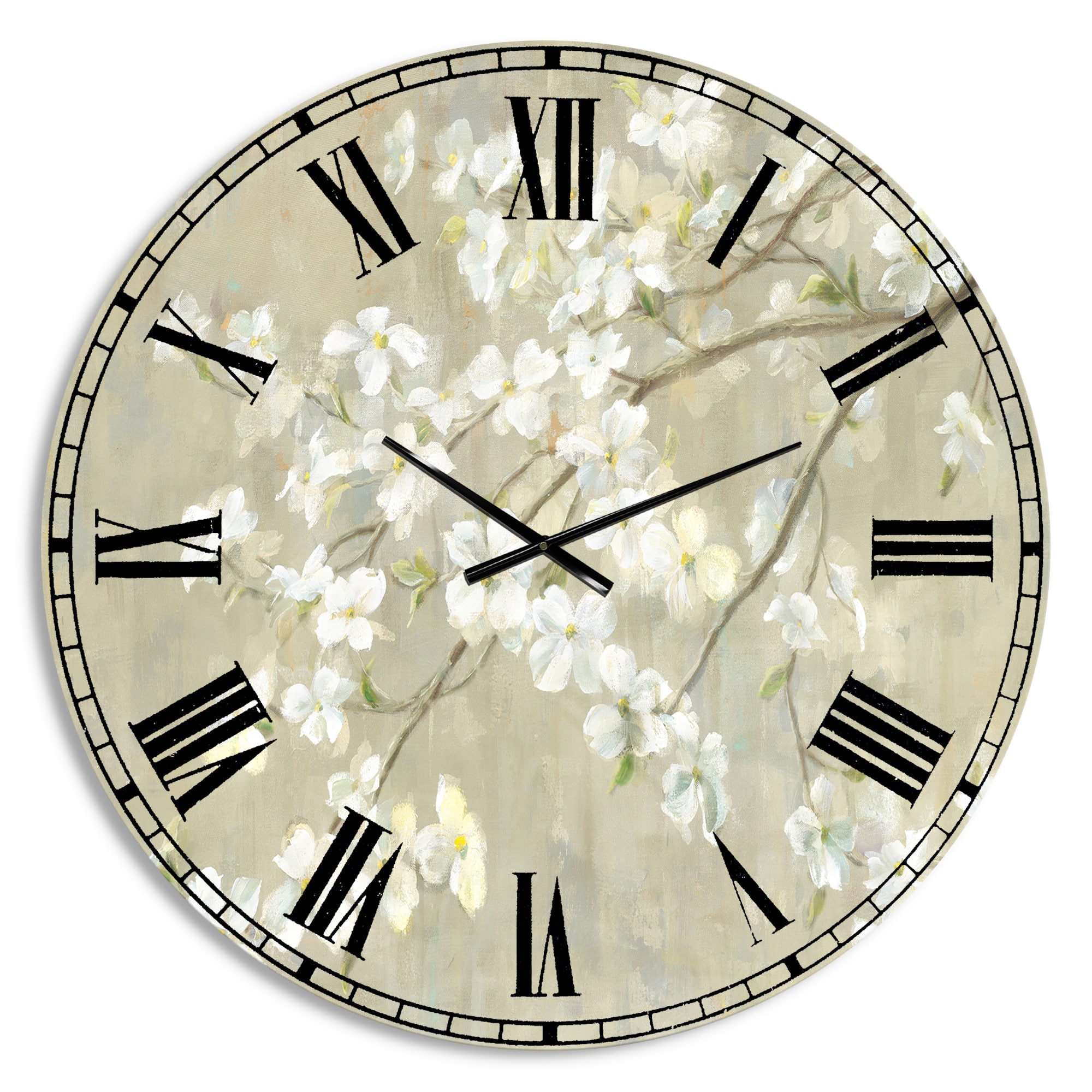 Designart Neutral Dogwood In Spring Farmhouse Wall Clock