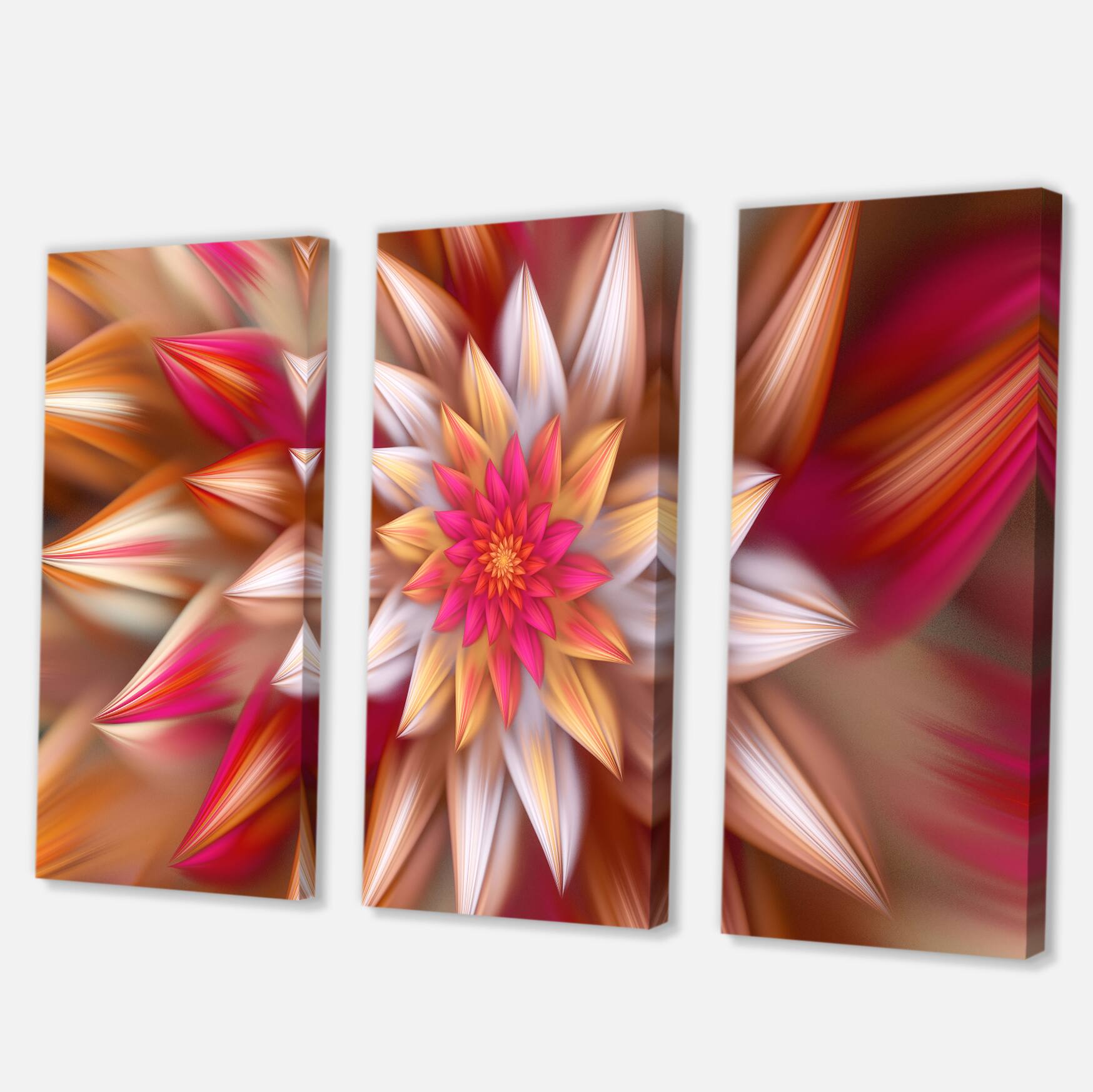 Designart - Huge Red Fractal Flower - Floral Canvas Art Print