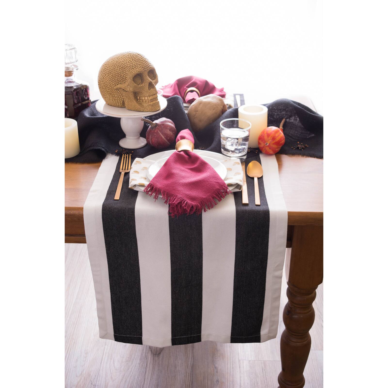 Black/White Dobby Stripe Table Runner 18" x 72"