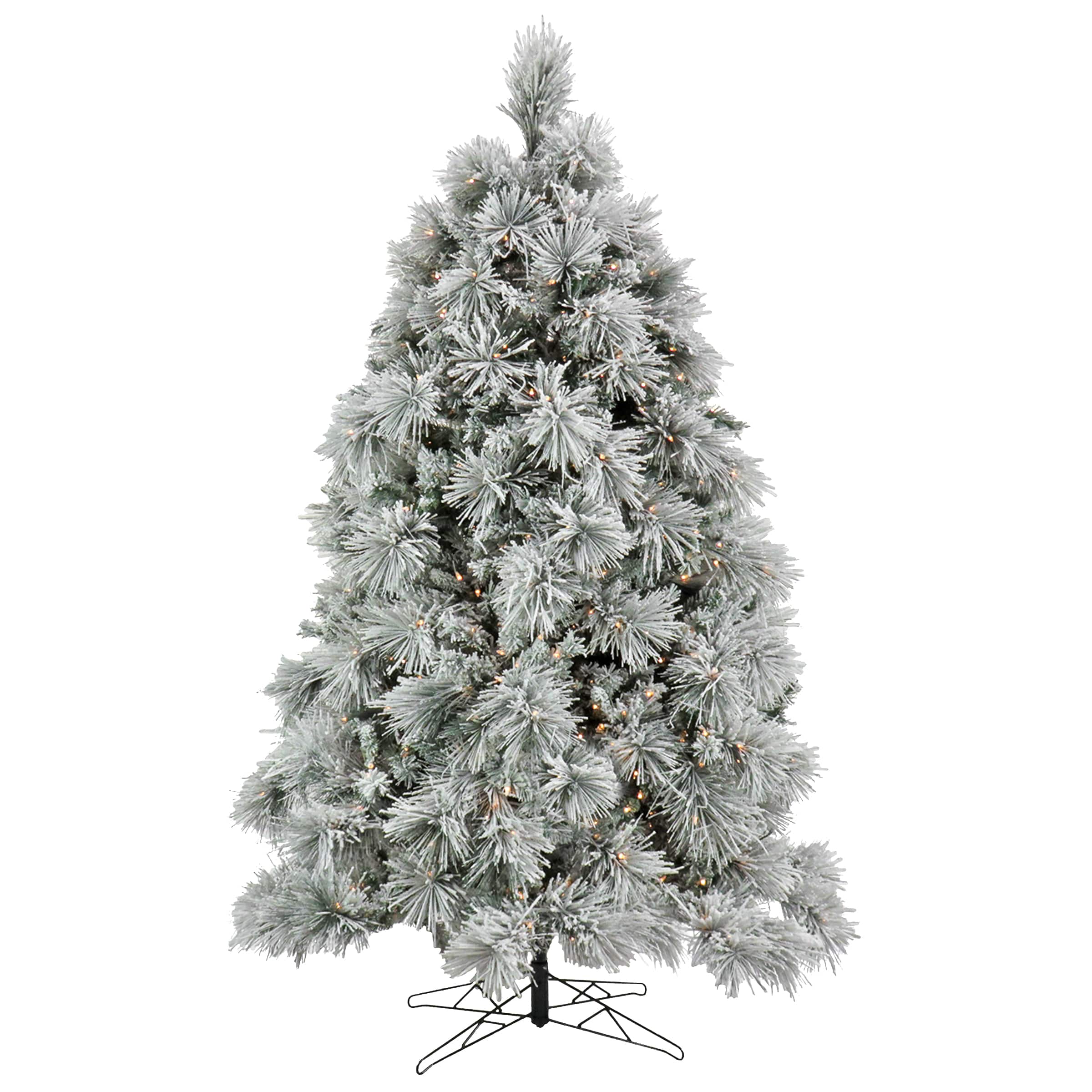6.5ft. Pre-Lit Flocked Bavarian Pine Artificial Christmas Tree, Clear Lights