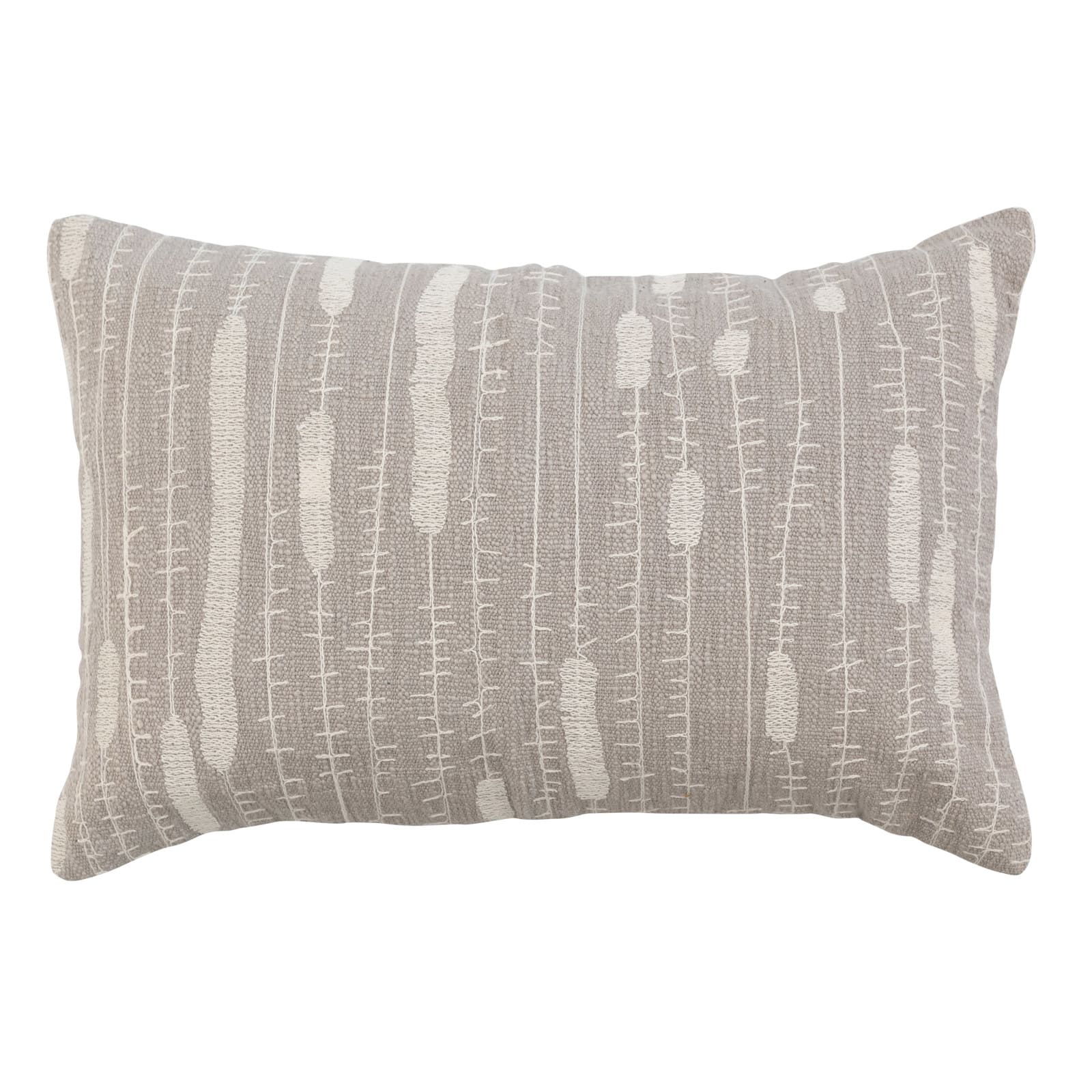 Deerlux 16 Handwoven Cotton Throw Pillow Cover with White Tufted Line Pattern and Tassel Corners with Filler, White