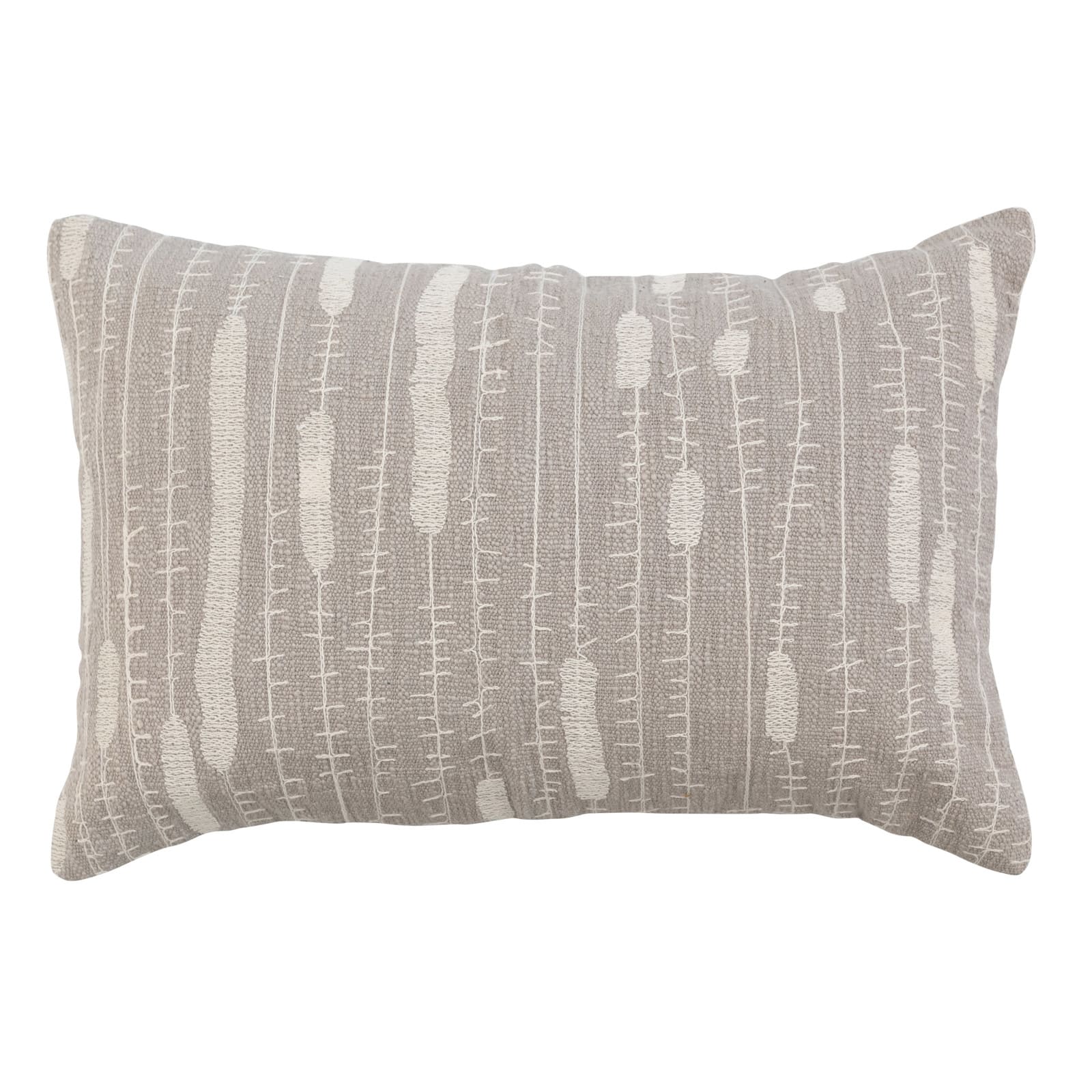 Hello Honey® Gray & Cream Embroidered Cotton Lumbar Pillow Cover