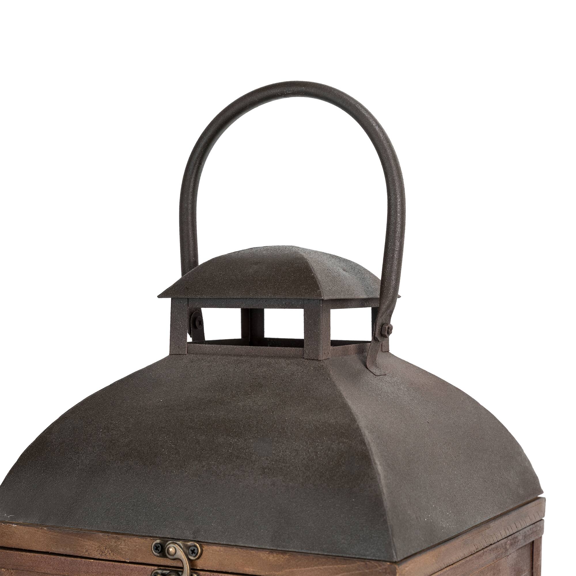 Farmhouse Brown Candle Lantern Set, 24.5" & 20"