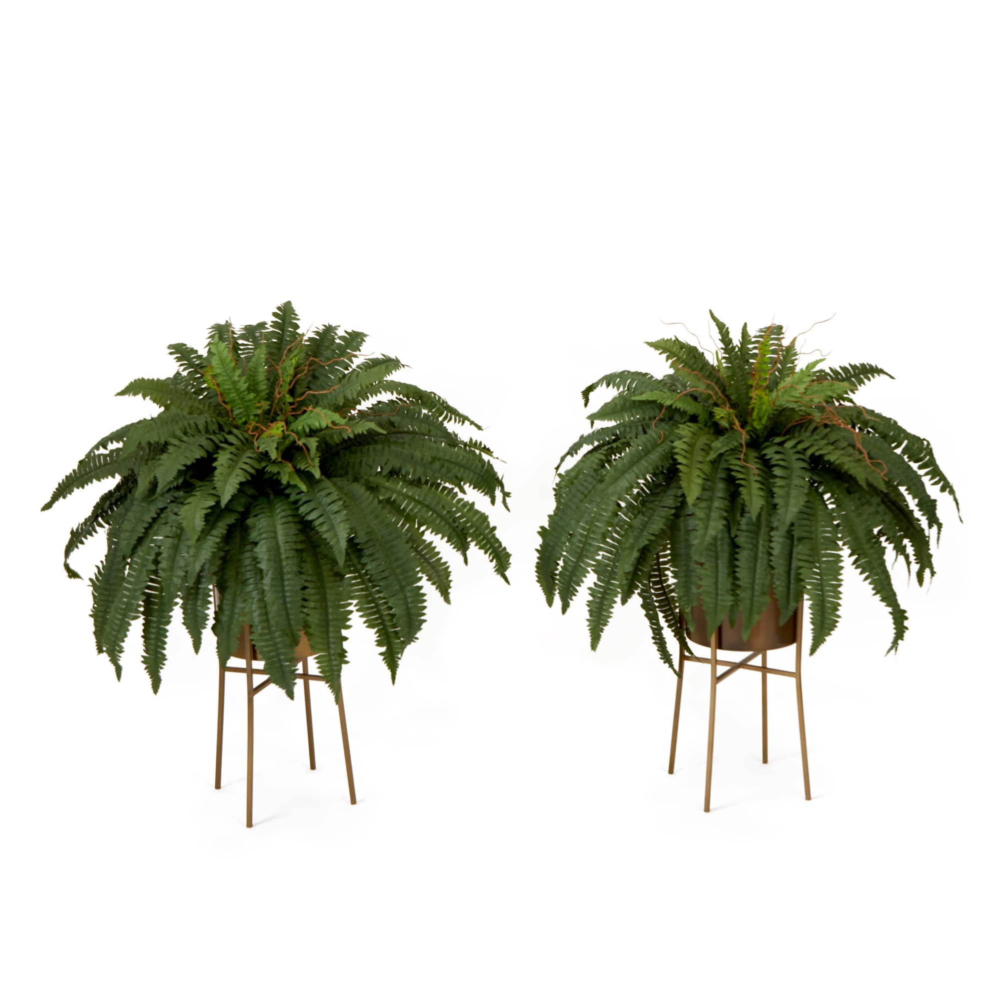 32" Artificial Boston Fern Plant with Metal Planter with Stand