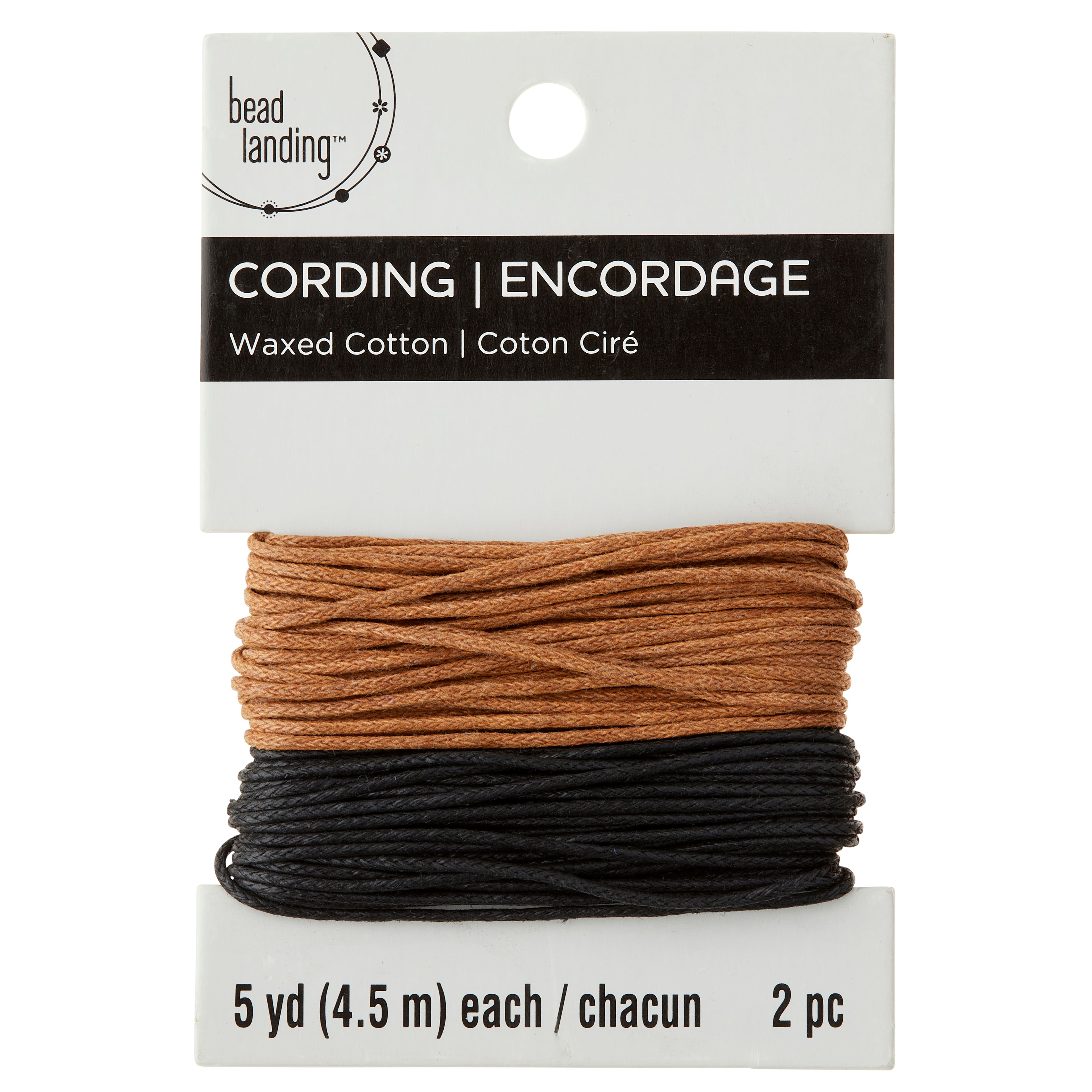 Black &#x26; Brown Waxed Cotton Cording by Bead Landing&#x2122;