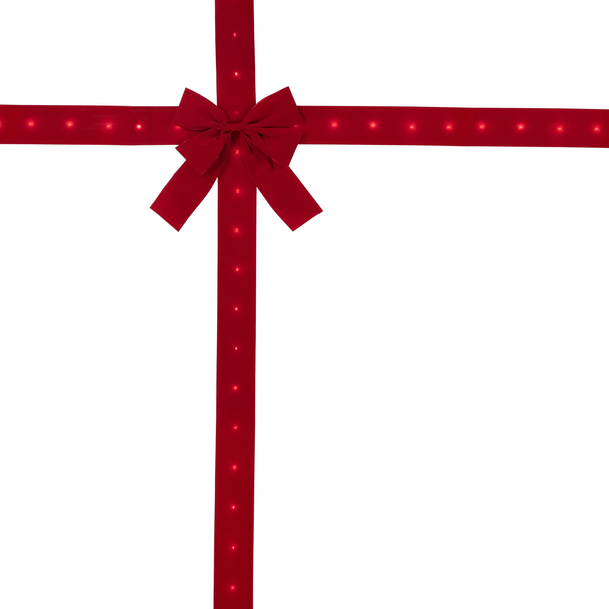 14ft. Pre-Lit Battery Operated Red Velvet Christmas Door Bow