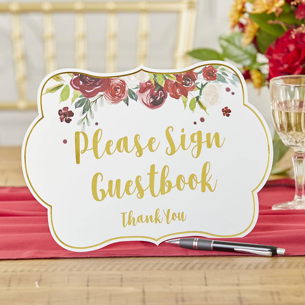 Kate Aspen® Burgundy Blush Floral Party Décor Sign Kit