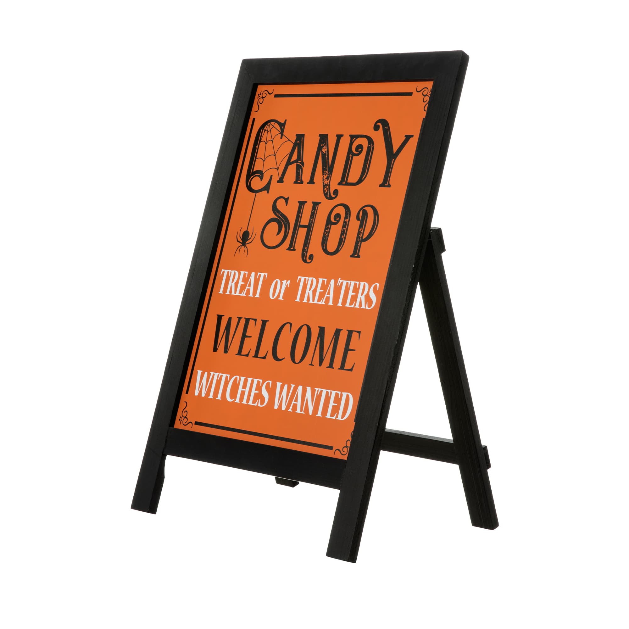 Glitzhome&#xAE; 24&#x22; Halloween Wooden &#x22;Candy Shop&#x22; Standing Or Hanging Easel Sign