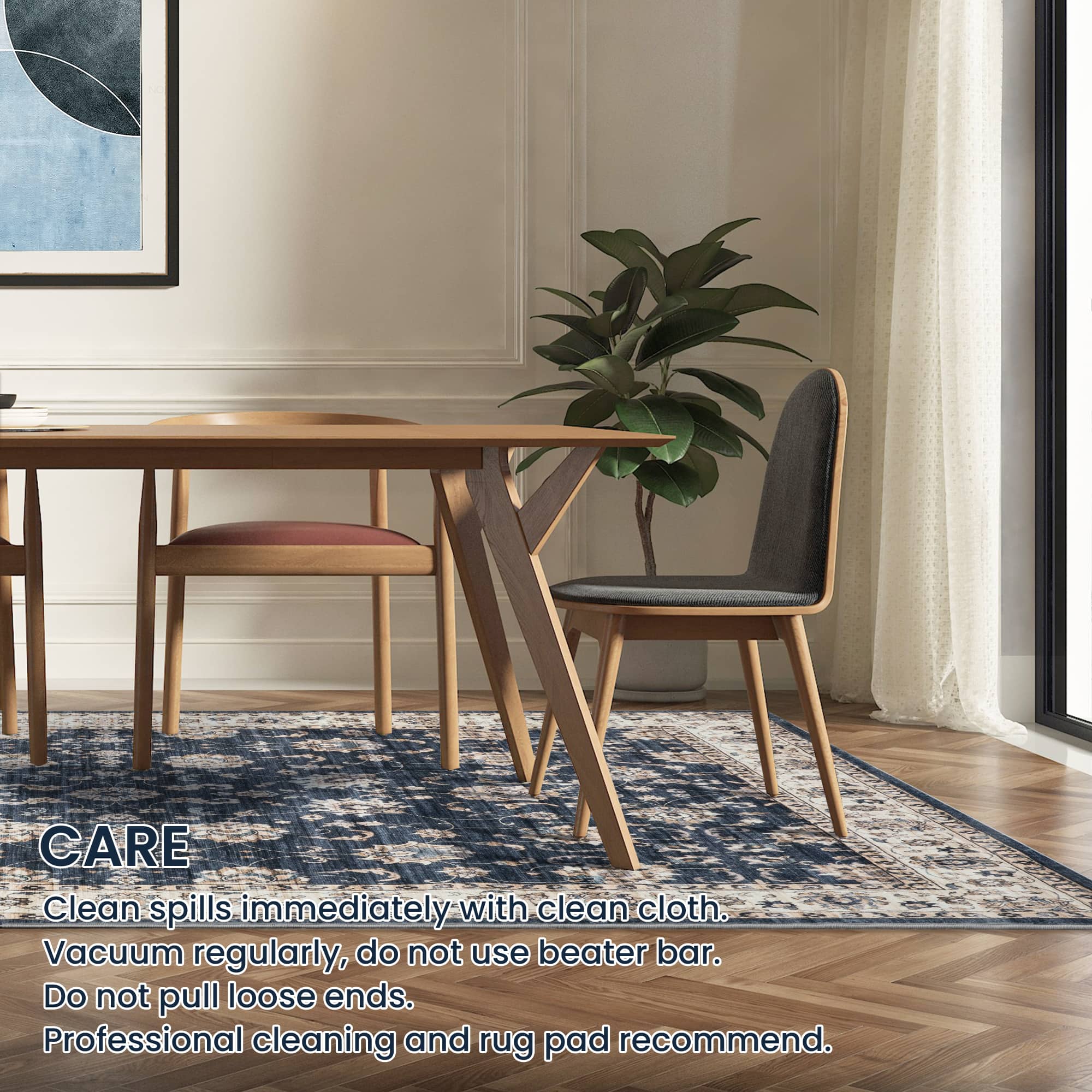 Glitzhome&#xAE; Blue &#x26; Ivory Oriental Area Rug
