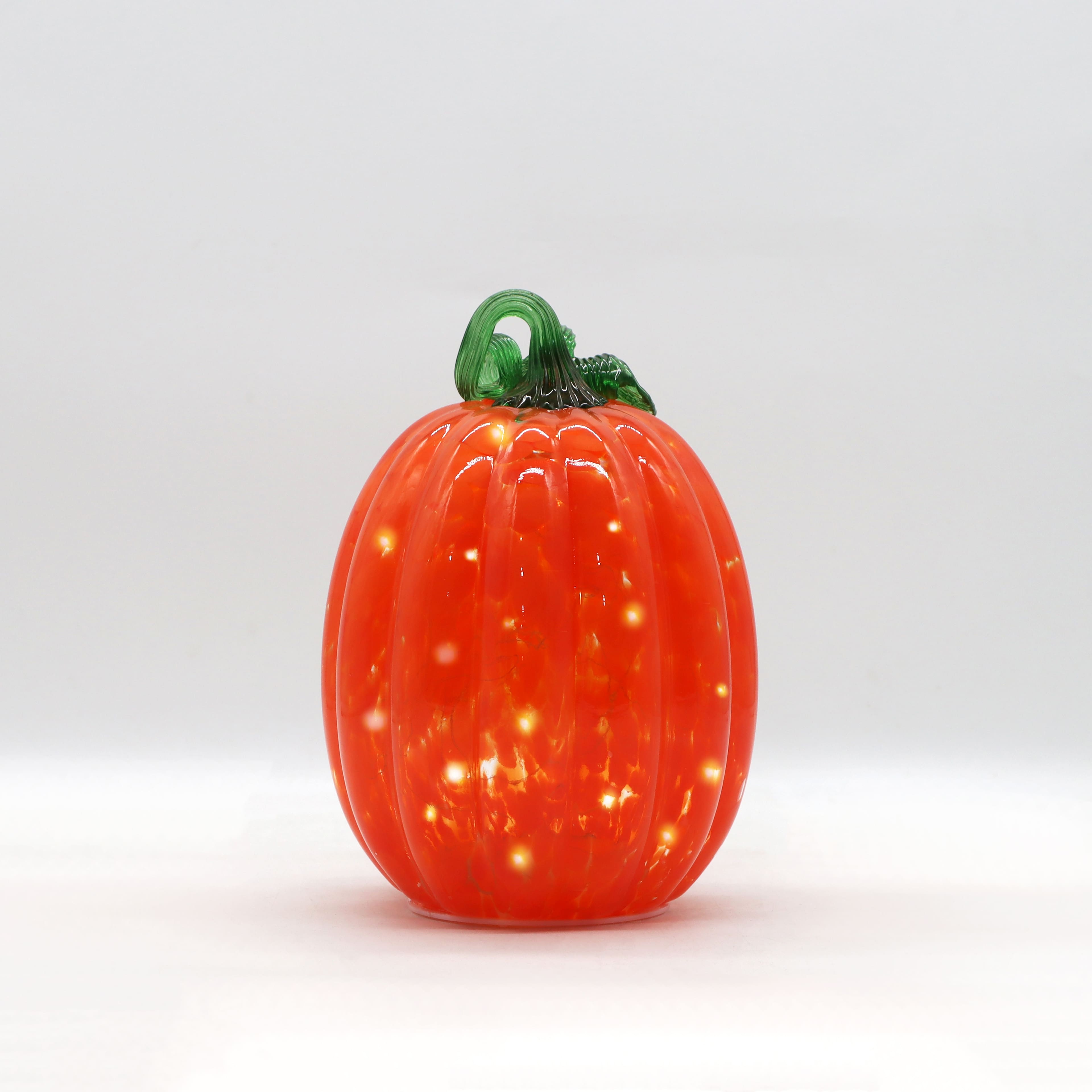 Medium Warm White LED Orange Glass Pumpkin by Ashland&#xAE;