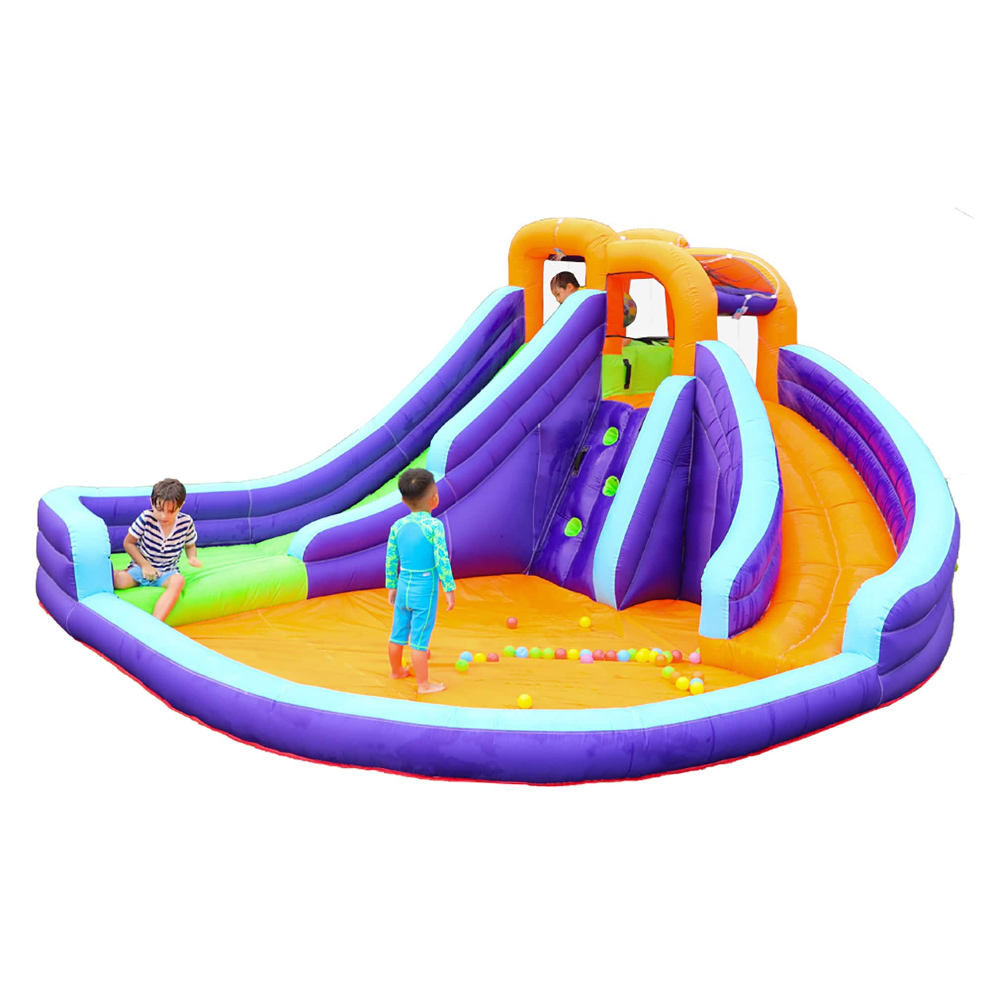 Salus Double Slide Water Park with Climbing Wall &#x26; Water Cannon