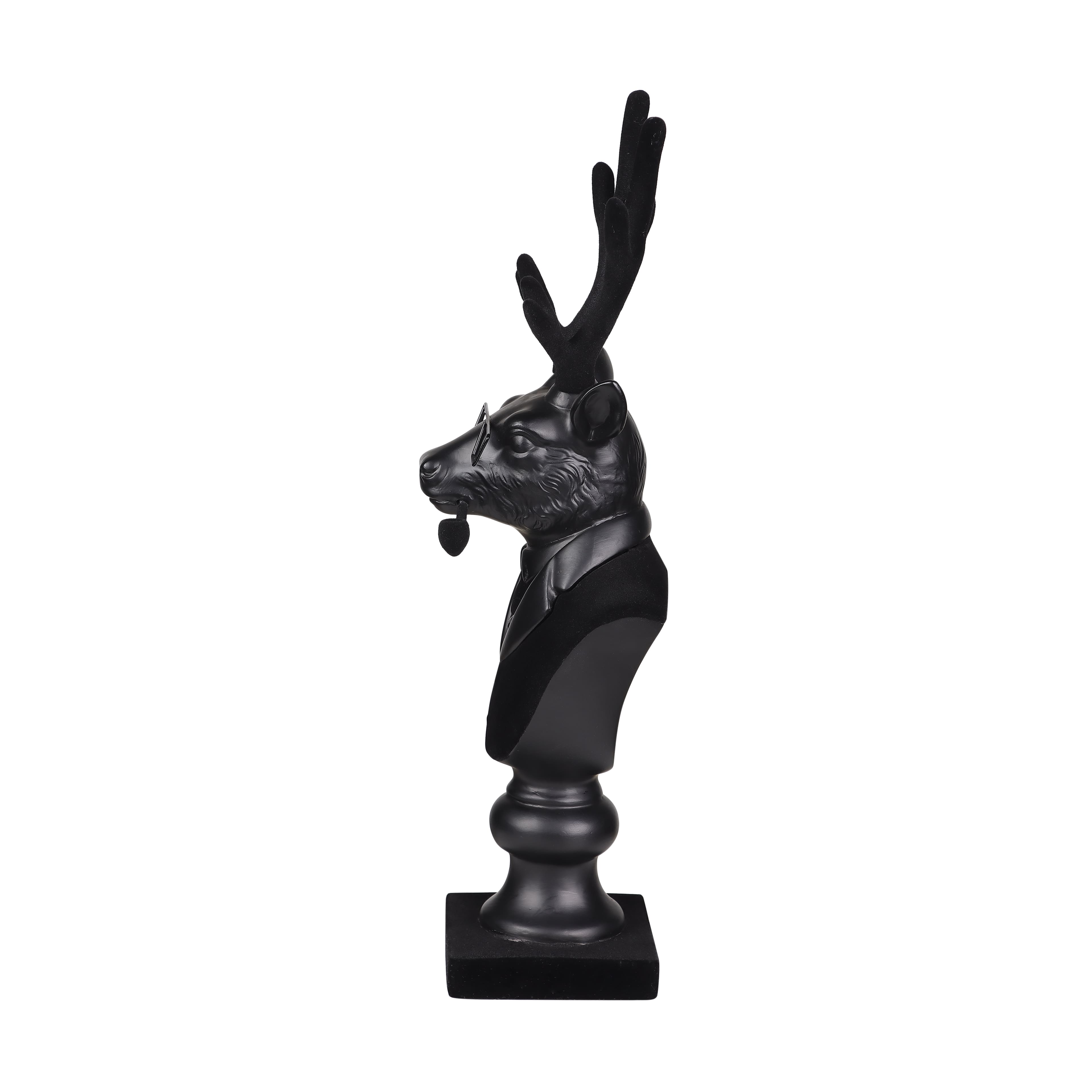 14&#x22; Black Reindeer Bust with Glasses &#x26; Pipe by Ashland&#xAE;
