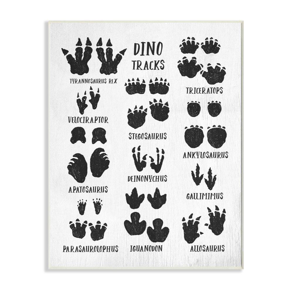 Stupell Industries Children&#x27;s Rustic Dinosaur Track Chart with Text Wood Wall Plaque
